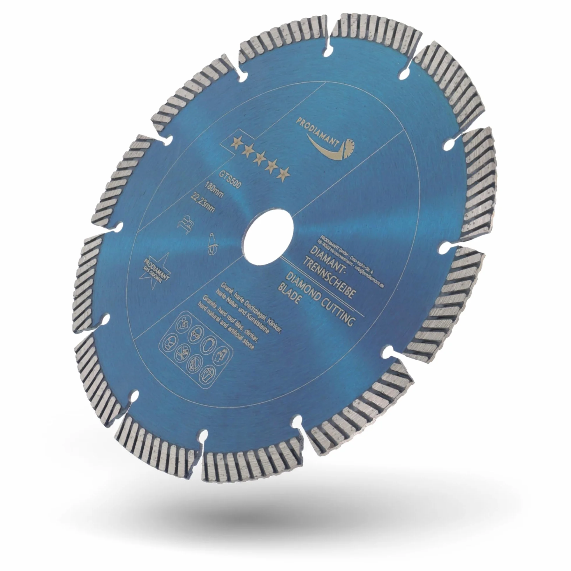 PRODIAMANT profesjonalna diamentowa tarcza do cięcia granitu FASTCUT 180 mm x 22,23 mm diamentowa tarcza tnąca 180 mm do bardzo twardych materiałów budowlanych, takich jak piaskowiec wapienny