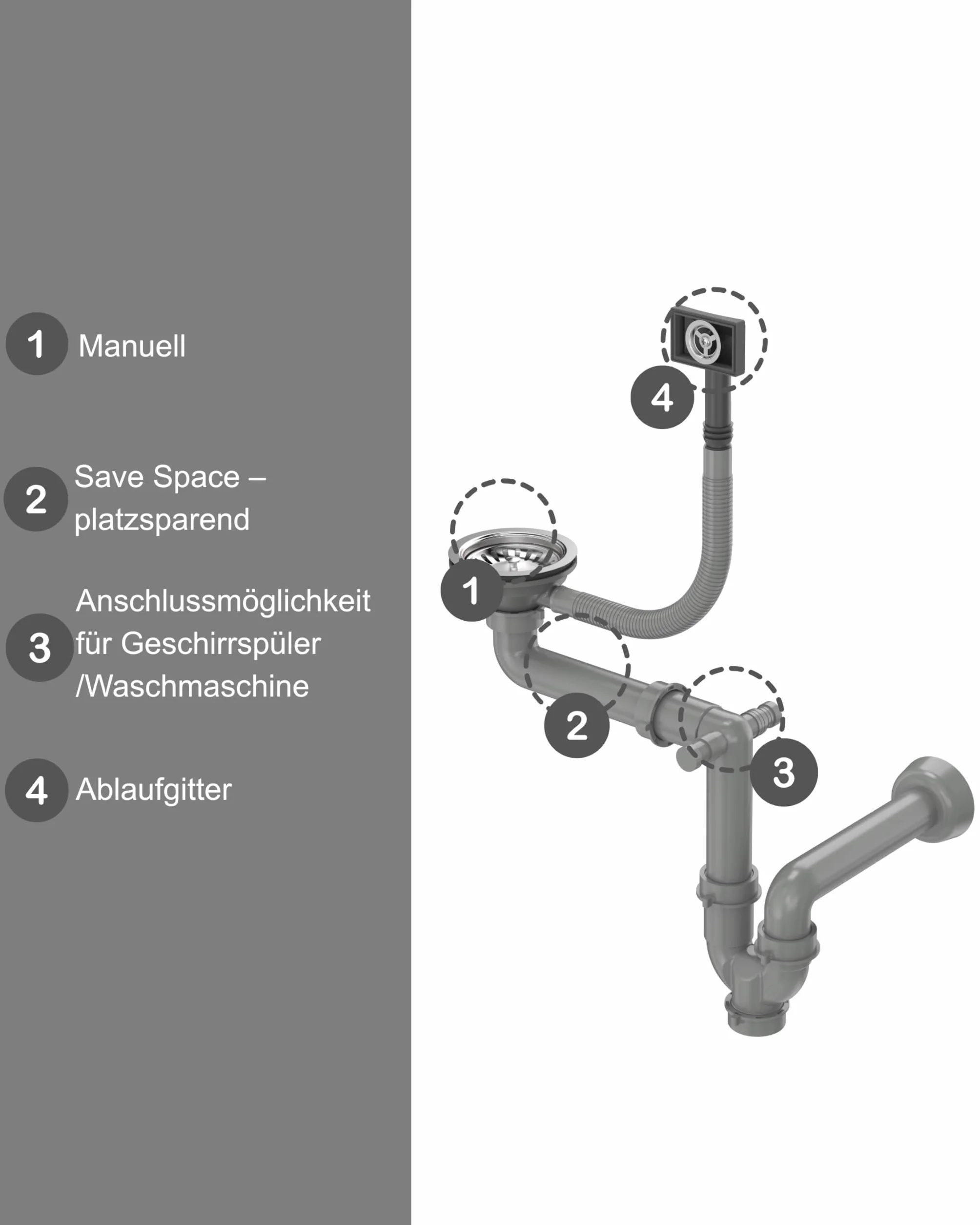 QUADRON | Zlewozmywak EDWARD granitowy jednokomorowy | zlew | zaślepka i odopływ w zestawie | pasuje do szafki minimum 50 cm | wpuszczamy | (CZARNY)