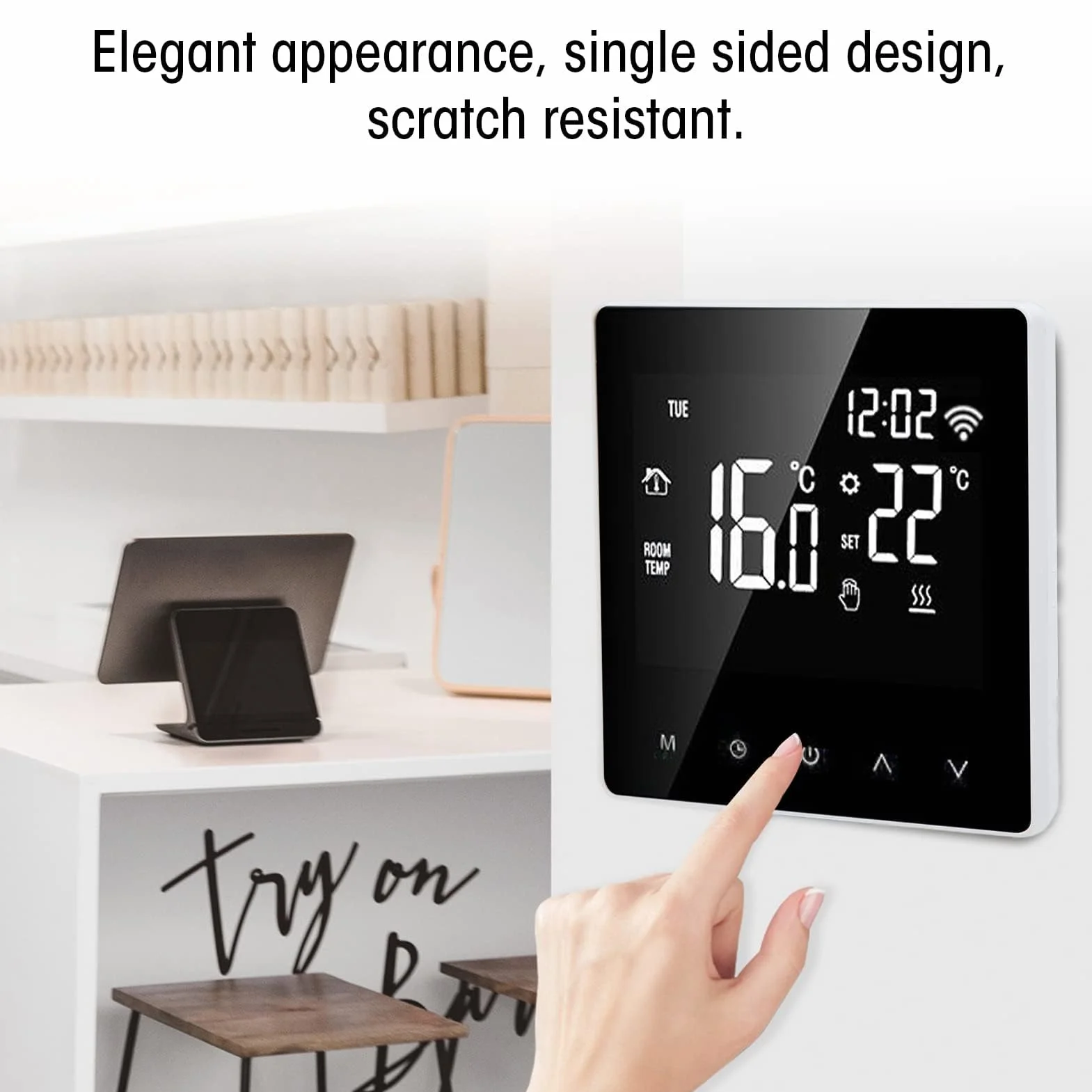 ME81H AC230V 50/60Hz Inteligentny termostat 5 ~ 90℃ WIFI Inteligentny termostat LCD ekran dotykowy Termostat ogrzewania podłogowego wody do Tuya (białe tło biały przycisk 16A)