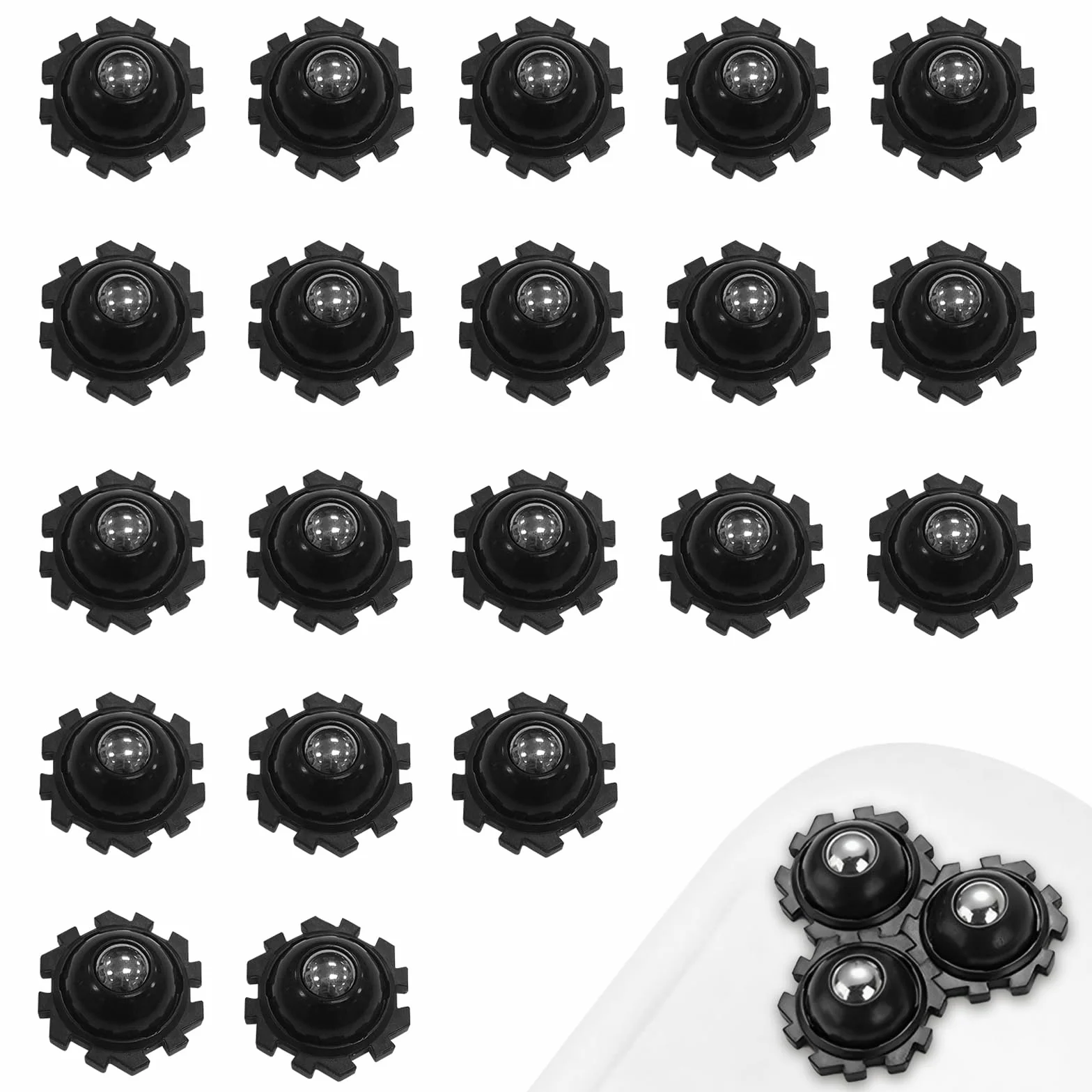 Rolki kulkowe do mebli, 20 sztuk, samoprzylepne, obracane o 360°, mini kółka uniwersalne
