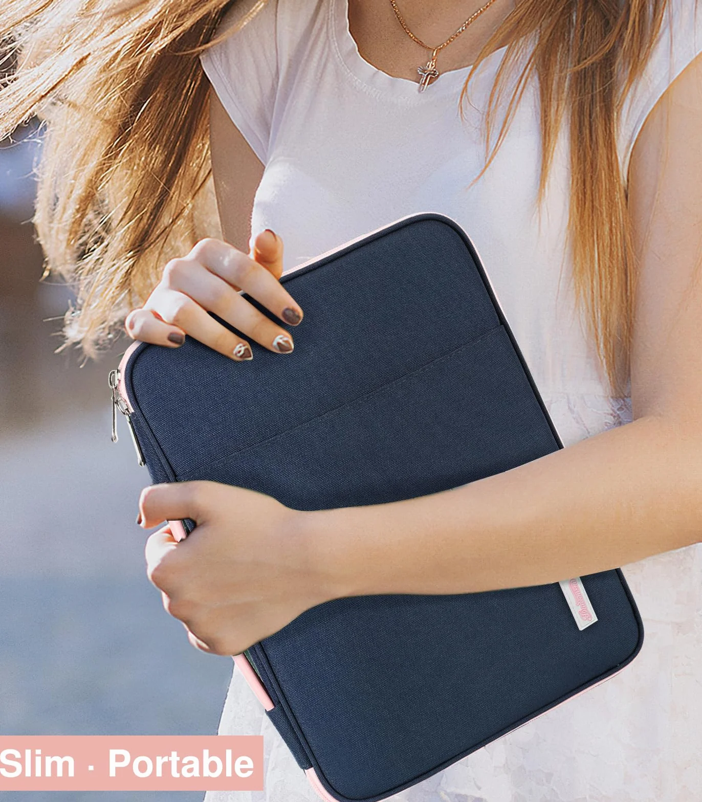 Dadanism Tablet Sleeve Organizer Carrying Case with Handle for iPad 10th Gen 10.9", iPad A16 11" 2025, iPad 9/8/7th 10.2, iPad Air/Pro 11", iPad Air5/4 10.9, Galaxy Tab A9+ Plus 11", Indigo & Pink