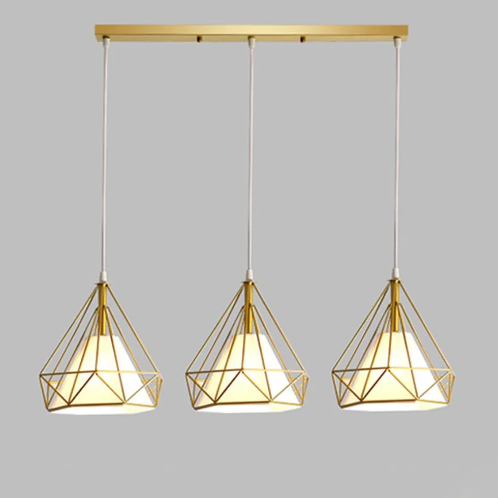 Lampa wisząca z 3 światłami w podstawie E27 z abażurem z tkaniny, oprawa oświetlenia wewnętrznego z metalową klatką, przemysłowa lampa wisząca w stylu vintage do sypialni, jadalni, wiejskiego domu