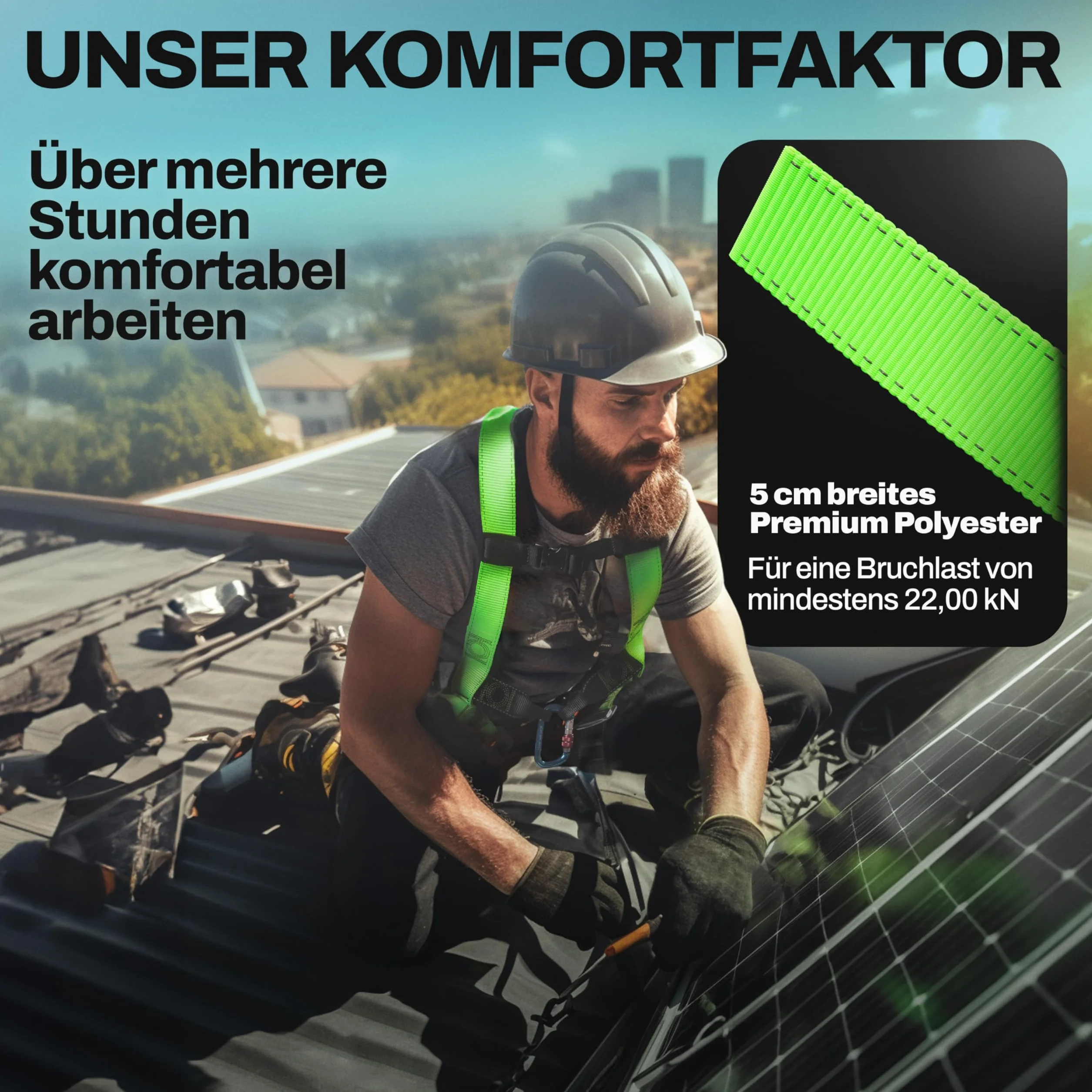 FLG Safetytec Fallschutz Komplettset 2-Punkt Auffanggurt 10m Verbindungsmittel 2m Bandschlinge EN353 EN361 EN795