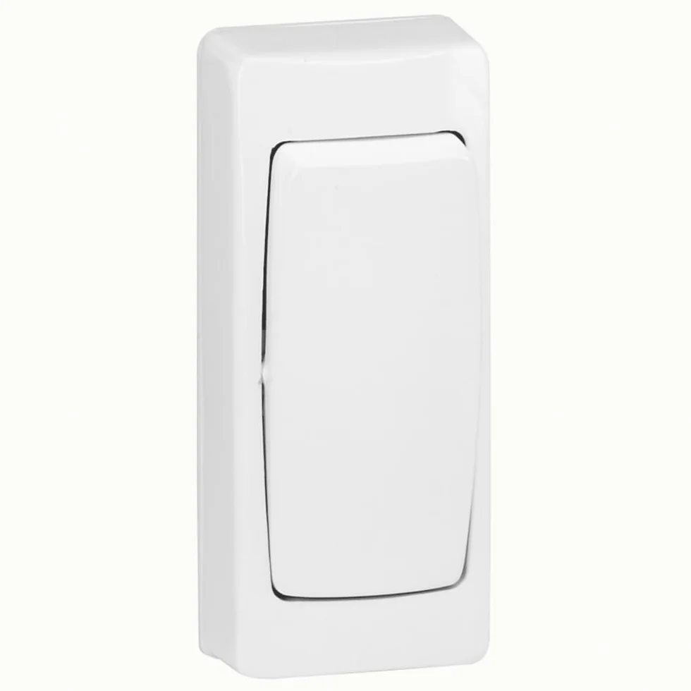 Legrand 086084E Przełącznik powierzchniowy Przycisk Wąski, 2300 W, 230 V, 10 A, Biały