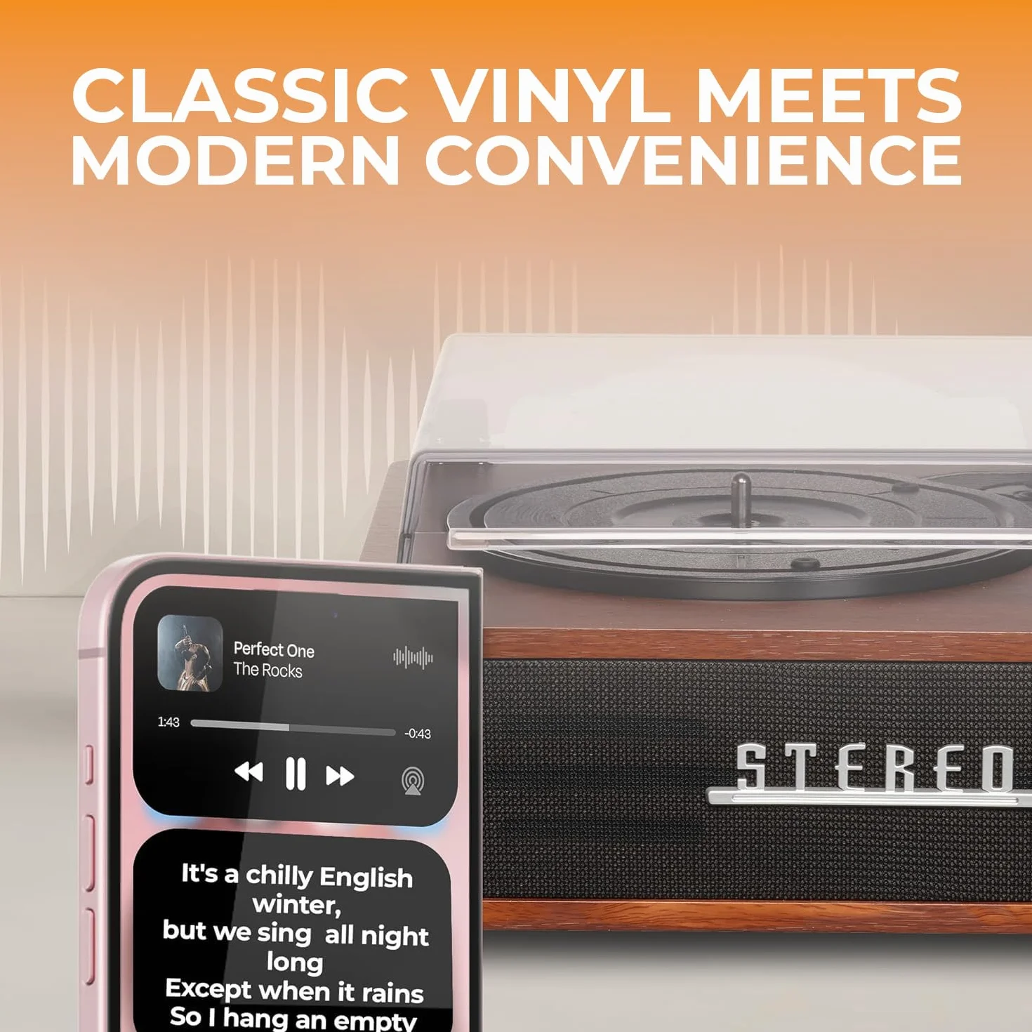 Gramofon retro z Bluetooth i wbudowanymi głośnikami – Denver VPB‑262 Multi-Speed Turntable Music System (33, 45/78 obr./min) z funkcją Line‑Out i AutoStop