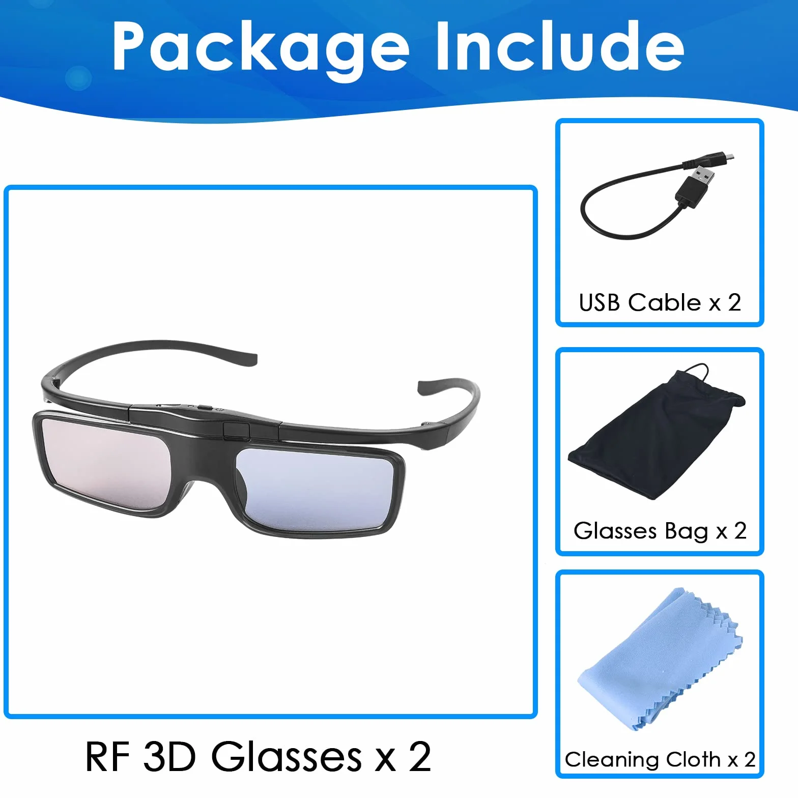 Okulary 3D RF Aktywna Migawka Ładowalne Kompatybilne z Sony Epson Samsung JVC Sharp TDG-BT500A SSG-5100GB AN3DG40