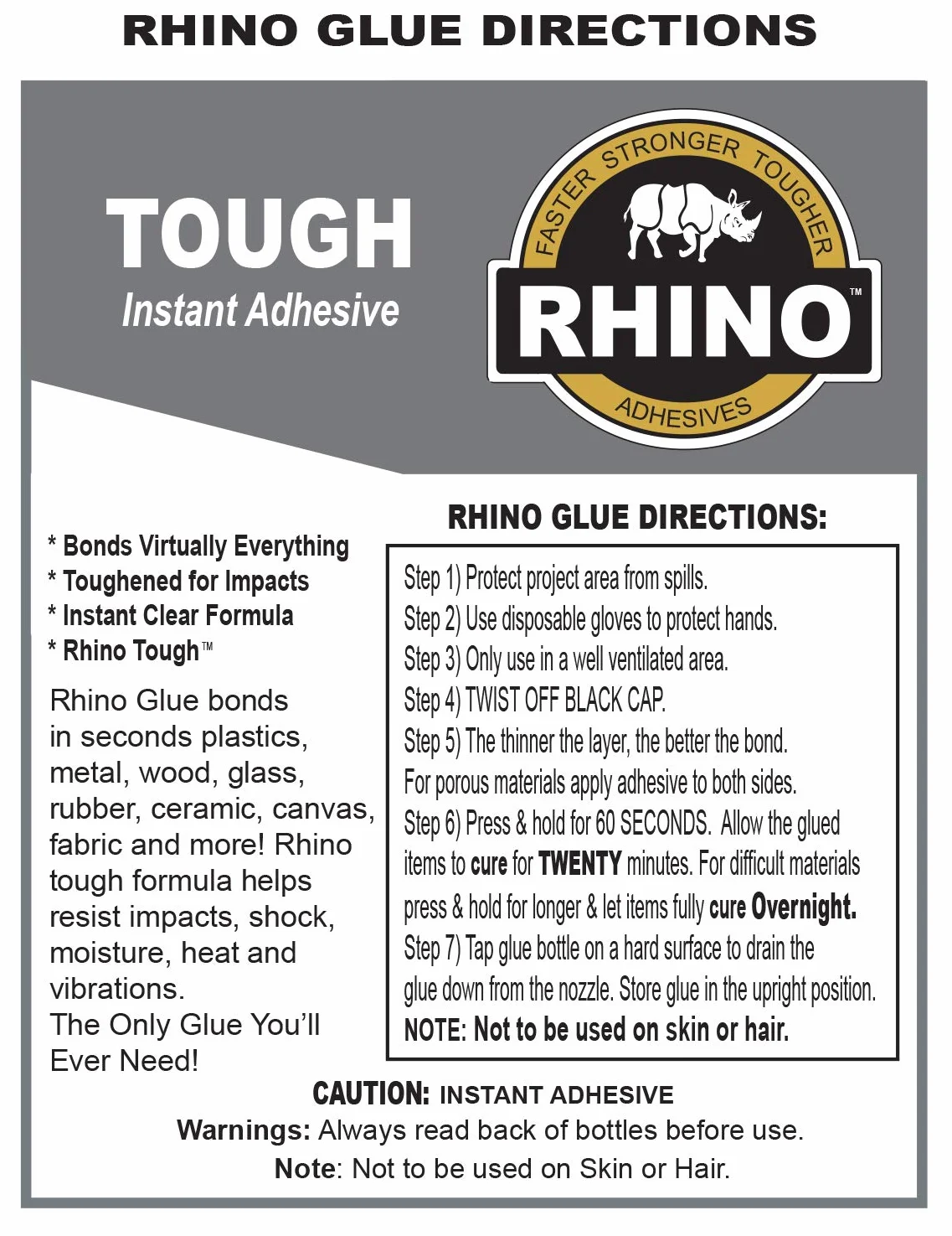 Rhino Glue Ultra Kit, wytrzymały 80 gramów, przezroczysty