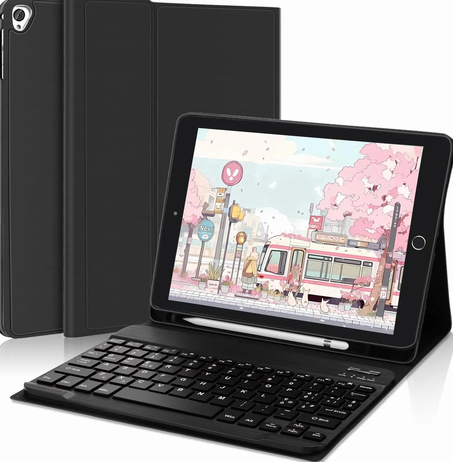 FOGARI Magnetyczna klawiatura do iPada 10,2" etui Bluetooth QWERTY włoska odpinana czarna