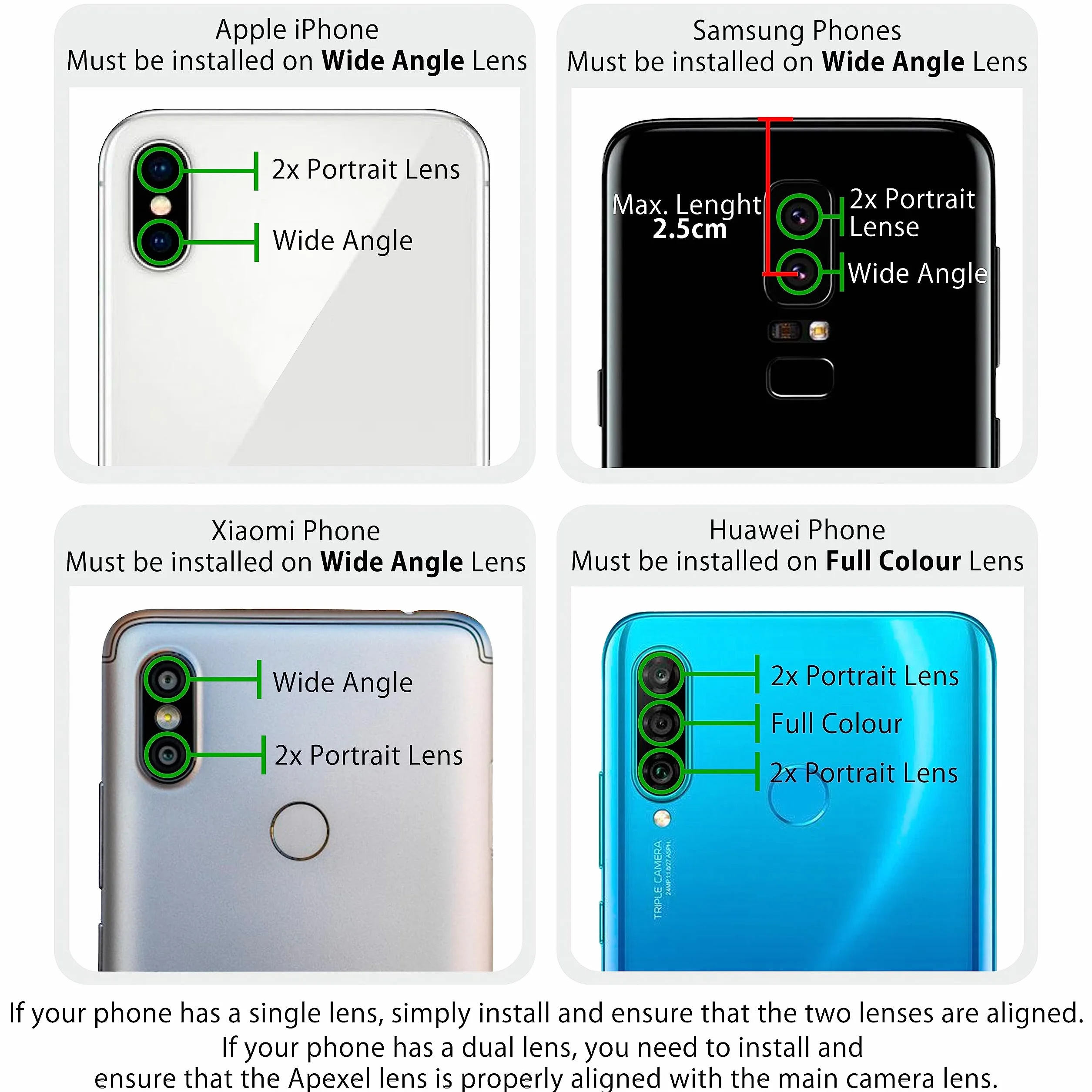 MyGadget Uniwersalny zestaw obiektywów do telefonu szerokokątny 0,45x makro 12,5x do smartfonów iPad iPhone Samsung