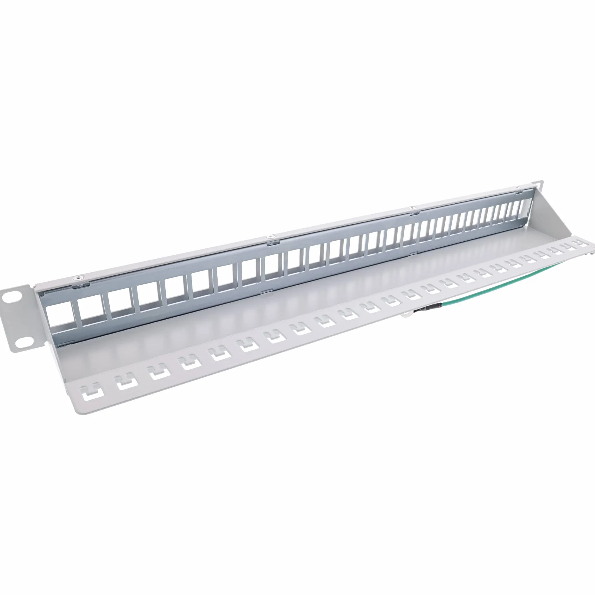 InLine® Keystone panel krosowy 24 komory, pusta blacha Snap-In panel krosowy, 48,26 cm (19"), 1HE, jasnoszary RAL7035