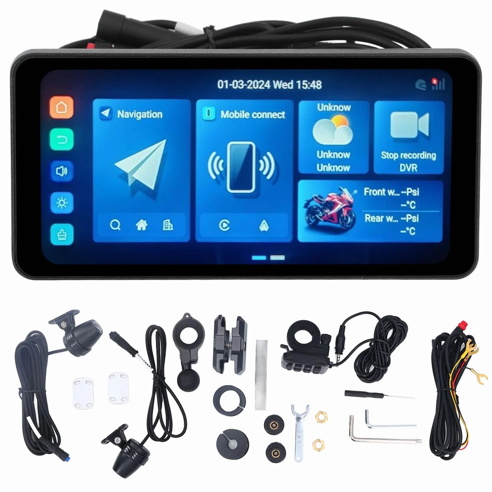 Motocyklowy System Nawigacji GPS 7in z Podwójnym Bluetooth, Płaszcz Przeciwdeszczowy, Android Auto Carplay