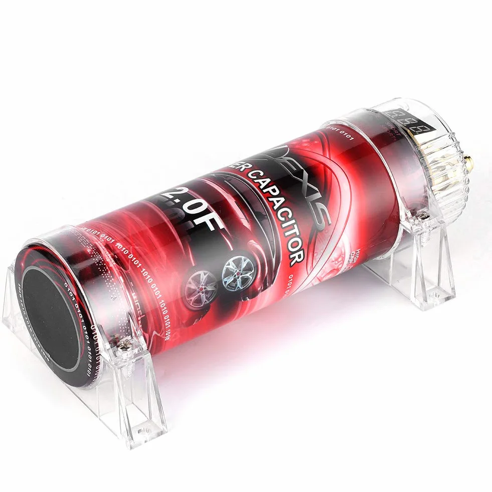 Car Audio kondensator odpowiedni do systemów do 2000 W, 2 stop aluminium + ABS Car Audio elektryczny kondensator mocy, wzmacniacz Vol Regulator