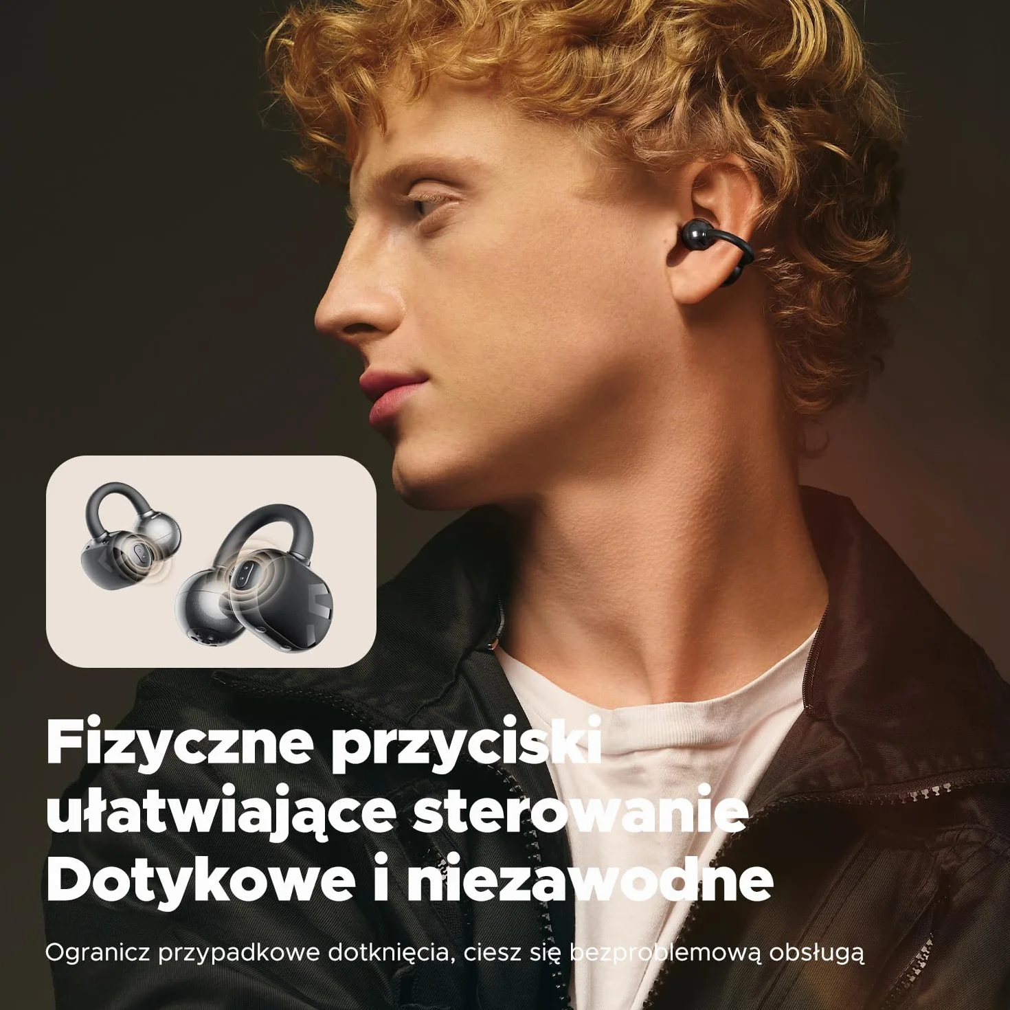 SoundPEATS POP Clip Słuchawki douszne z otwartym uchem Bluetooth 5.4 z podwójnym mikrofonem, wodoodporne bezprzewodowe słuchawki douszne IPX5, 30-godzinny czas odtwarzania, sterowanie aplikacją