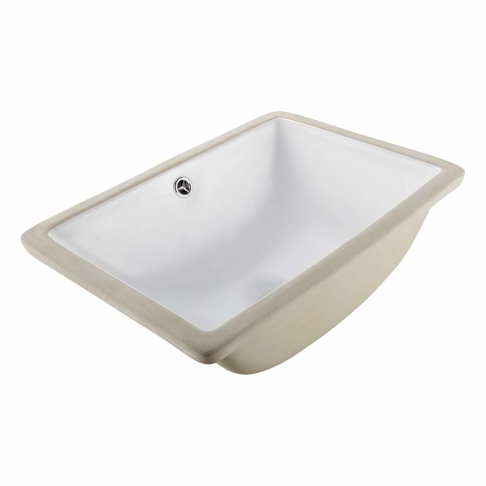 VEVOR Zlewozmywak łazienkowy pod blatem, prostokątny biały ceramiczny zlew z otworem przelewowym, pod blatem, nowoczesna toaleta, umywalka, prostokątna, mała przestrzeń
