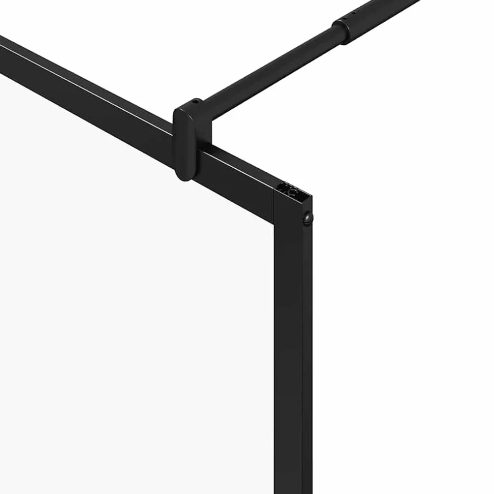 Ścianka prysznicowa Walk-in czarna ze szkła ESG i aluminium, 100 x 195 x 0,5 cm, ochrona przed pryskaniem, ścianka działowa do łazienki ze stabilizatorem, drążkiem mocującym i uszczelką