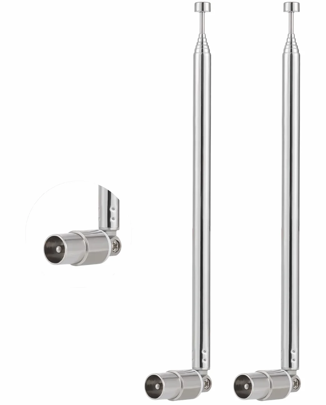 2PCS TV Męskie Teleskopowa Antena 7 Sekcji TV Teleskopowa Antena Radiowa 70.5CM/27.76IN do DVB-T DVB-T2 AM FM Radio Odbiór Stereo