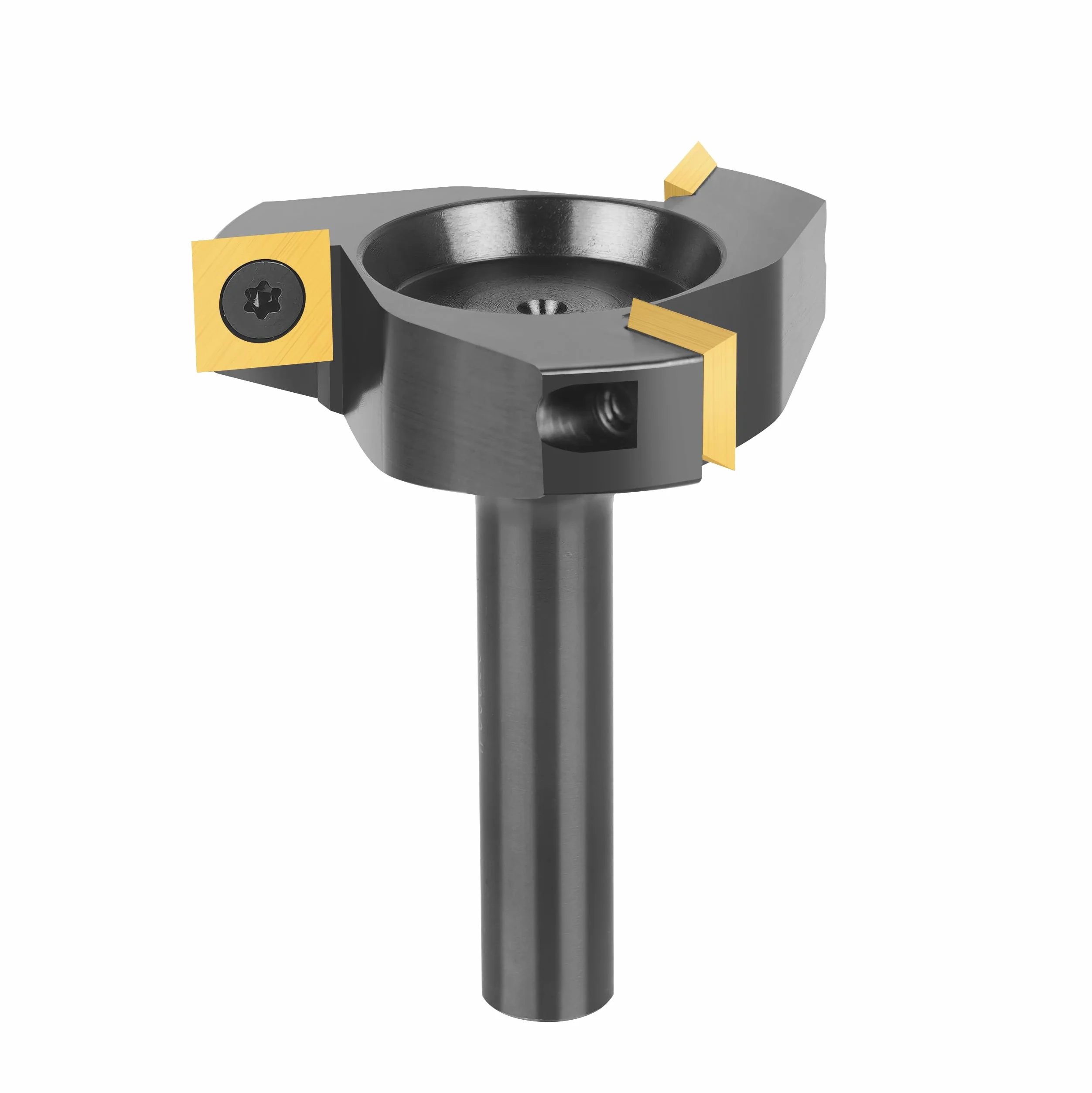 SpeTool Frez czołowy 12 mm, trzpień 60 mm, średnica frezu czołowego do frezarki górnowrzecionowej, płytki dwustronne, frez do płytek dwustronnych, 3 flety, frez CNC do drewna z powłoką ATS