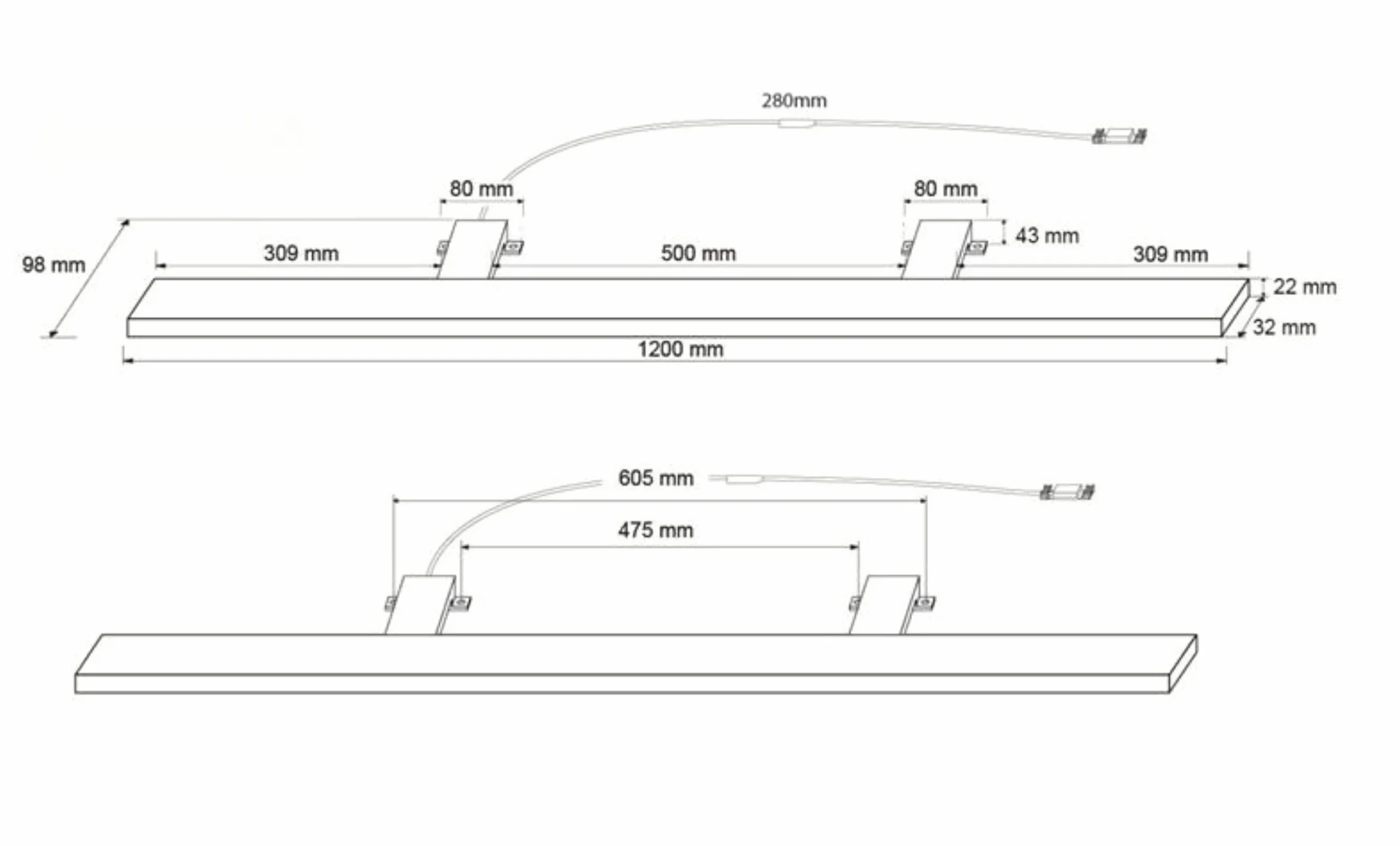 SEBSON® Lampa lustrzana LED, 120 cm, oświetlenie łazienki IP44, lampa szafka lustrzana, neutralna biała 4000 K, 1500 lm, oświetlenie lusterka 1200 x 98 x 44 mm aluminium