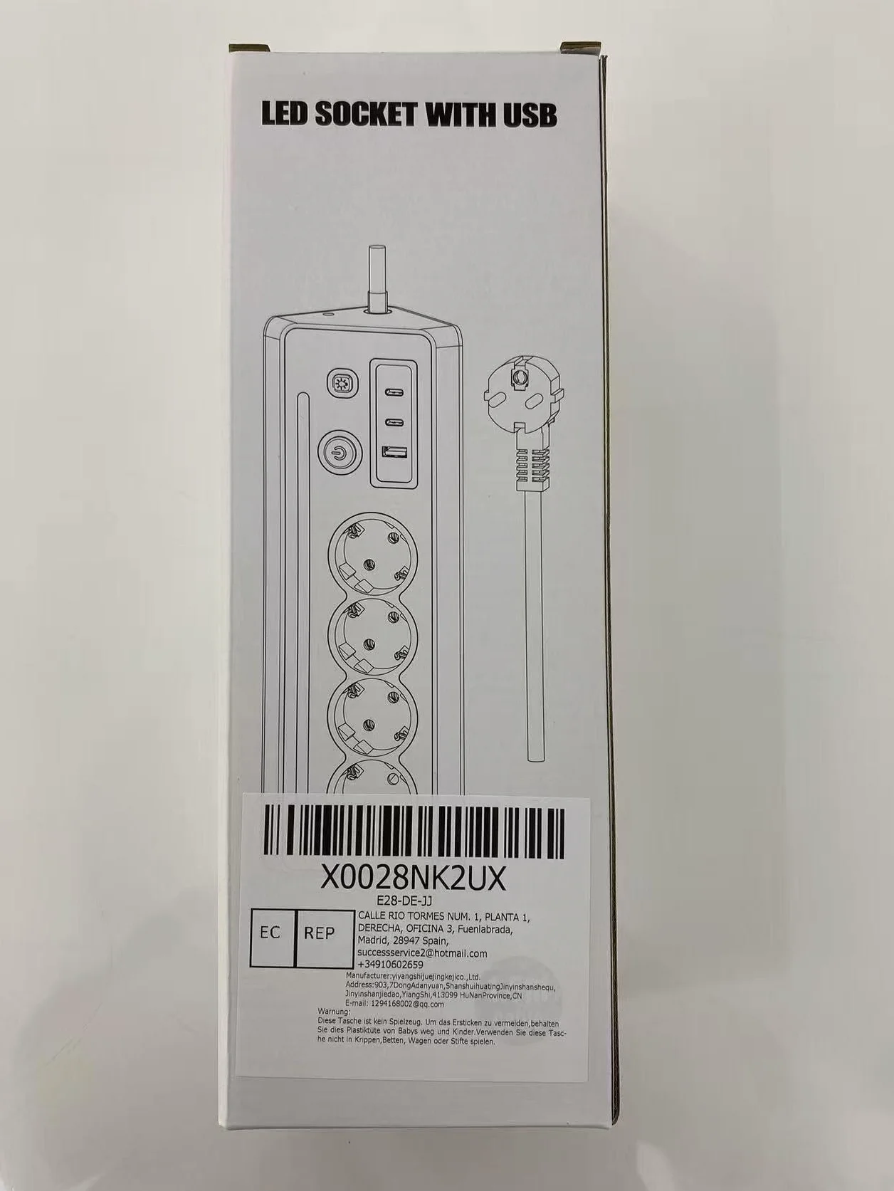 Listwa zasilająca narożna, listwa zasilająca, 4 gniazda wtykowe z USB i 2 typami C, listwa zasilająca, ochrona przed przepięciem z diodami LED, kabel 1,5 m, do kuchni, biura, czarna