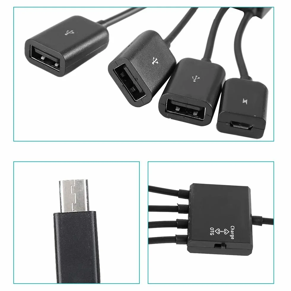 Hub micro USB, kabel hosta, czytnik kart, 650 Nm, 5 MW, czerwony, ładowania OTG, adapter konwertera