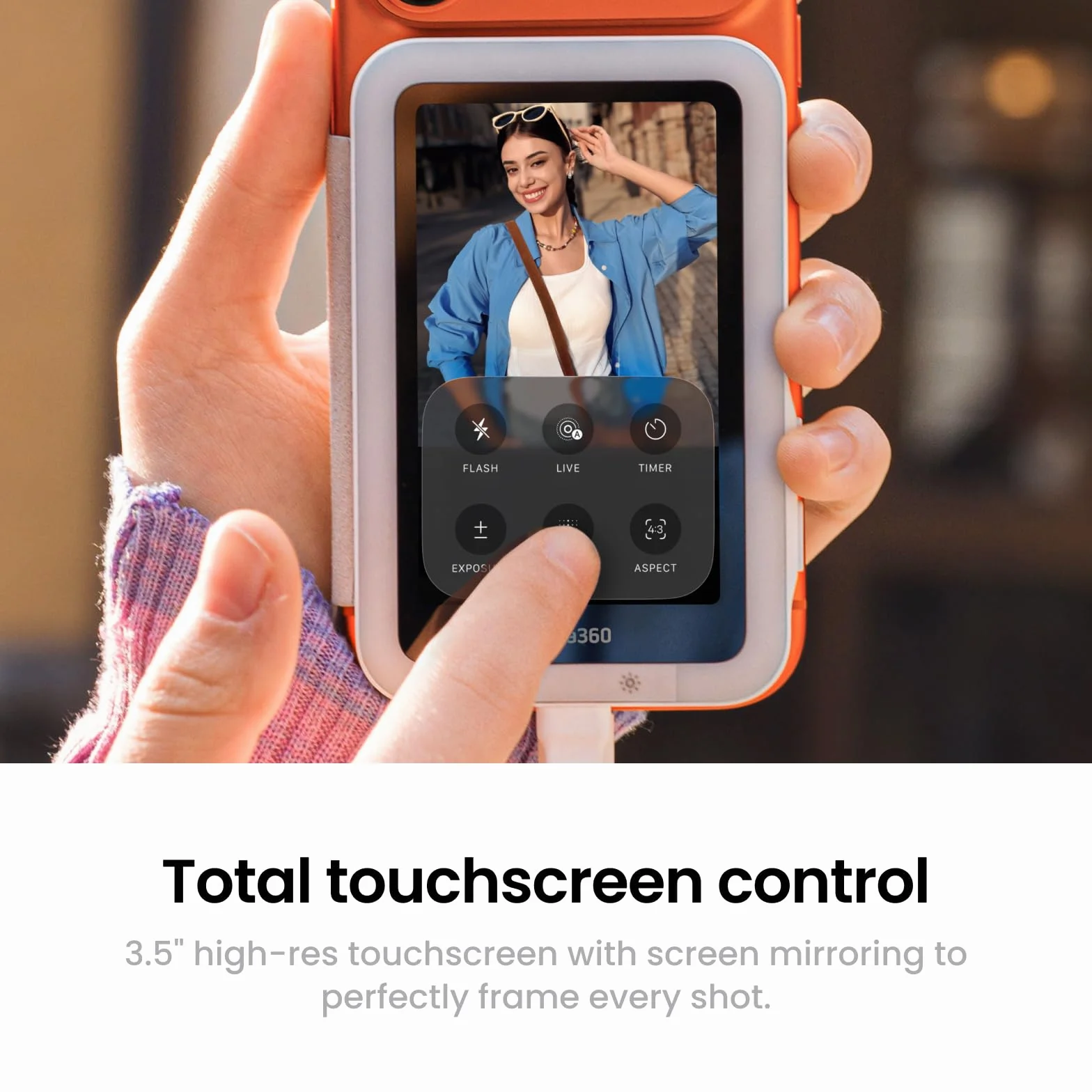 Insta360 Snap Ekran do selfie z oświetleniem – magnetyczny monitor 4K do selfie, vloggingu, kompatybilny z iPhone 15/16/17 Pro, regulowane oświetlenie, sterowanie przez ekran dotykowy