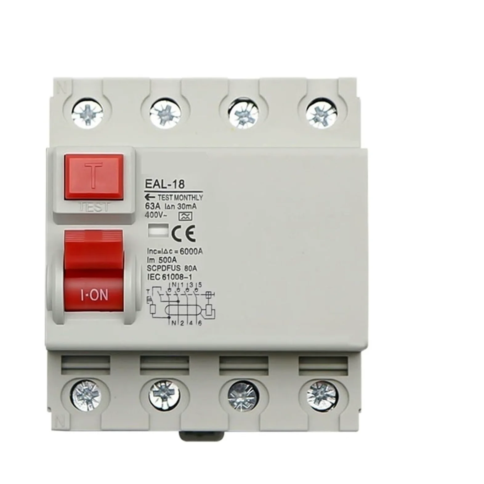 4P 32A 10/30/100/300mA Typ A Przełącznik przepływu ziemi RCD ELCB Elektromagnetyczny przełącznik różnicowy wyłącznik bezpieczeństwa (rozmiar : 4P 100 mA, kolor: 25A)