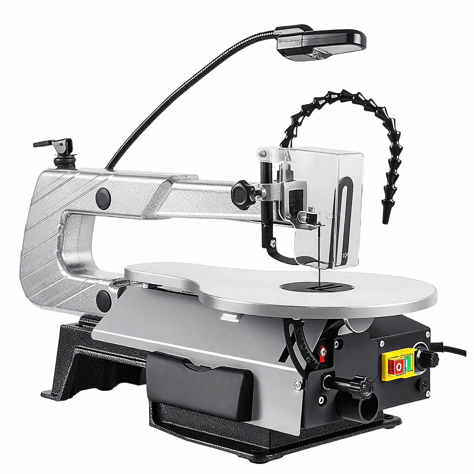 Wyrzynarka Pro Scroll Saw 16" | Silnik Miedziany 150 W | Stół Aluminiowy Z Możliwością Pochylenia 0-45° | | Elektryczna Wyrzynarka Z Oświetleniem Led I 20 Brzeszczotami
