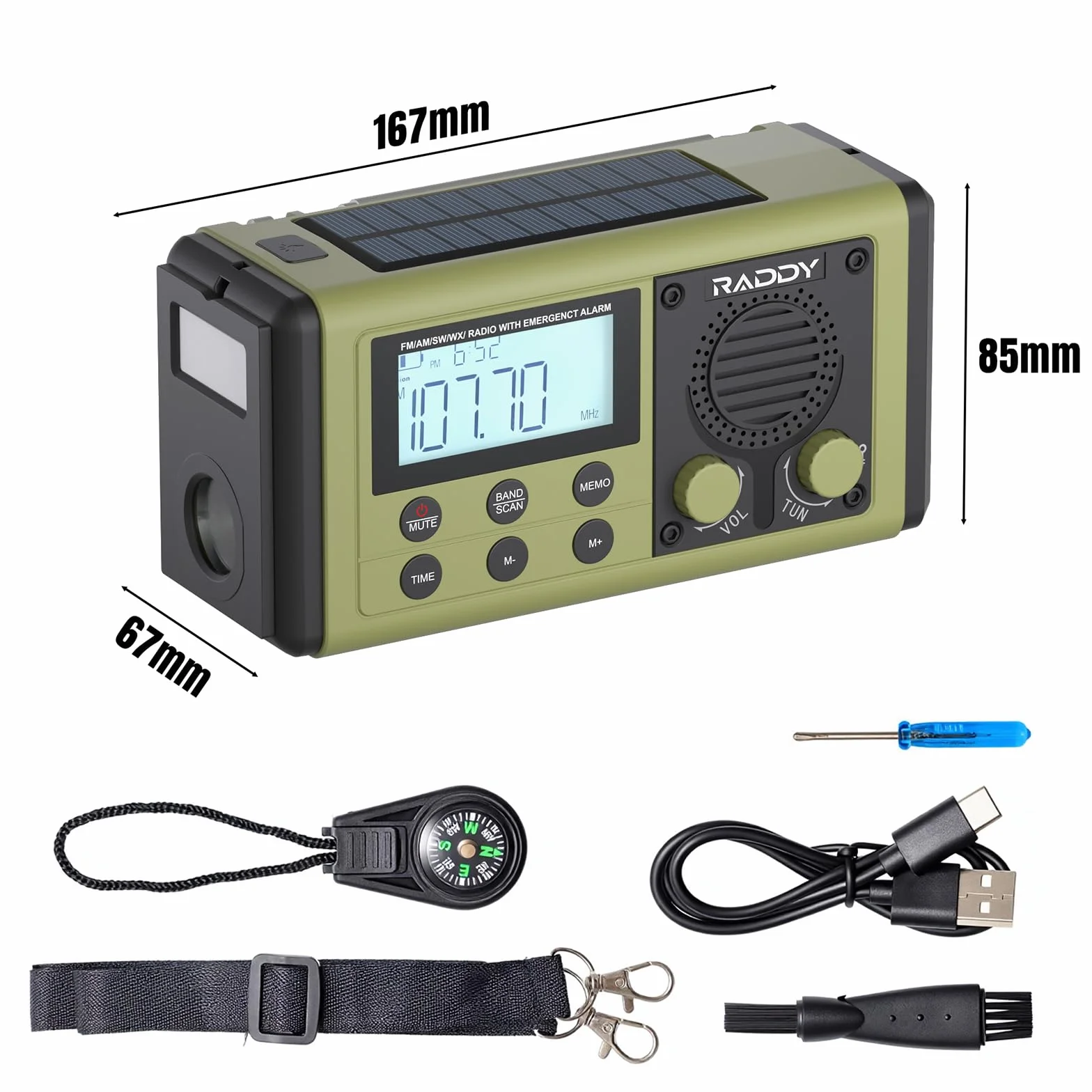 Raddy SH-908 radio awaryjne 10000 mAh wodoodporne zielone