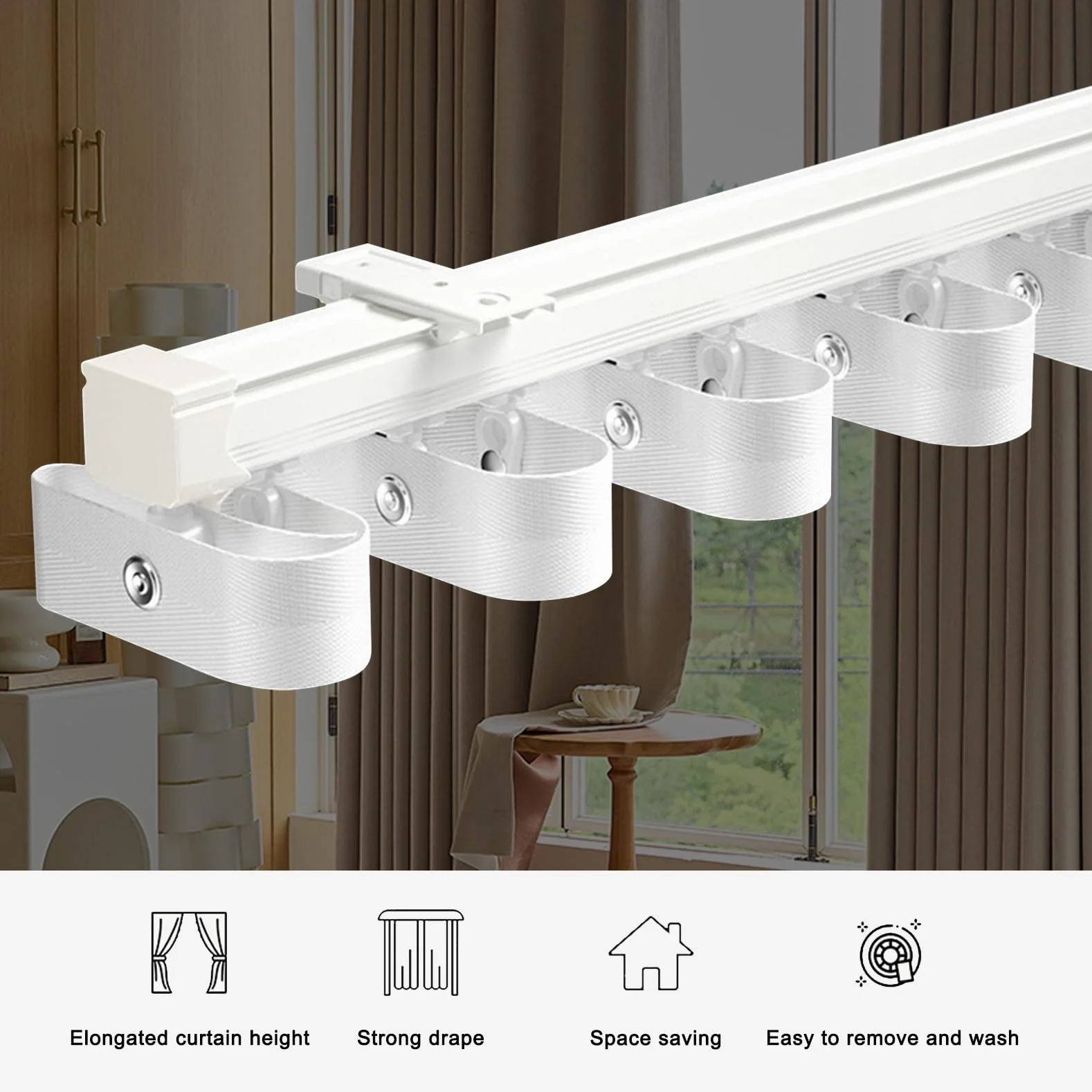 Heavy Du system szyn ze stopu aluminium, prosta szyna do pojedynczego otwierania, 7,6 cm koło pasowe, cicha, wężowa konstrukcja i łatwa instalacja