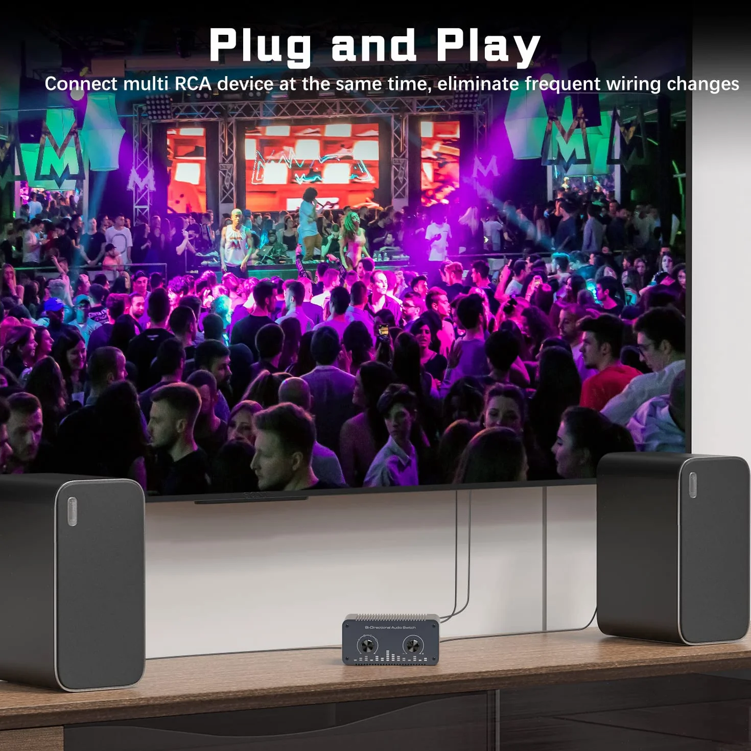 Tendak Bi-Directional RCA L/R Audio Switch Selector 4 in 1 Out / 1 In 4 Out, analogowy przełącznik audio stereo z regulacją głośności