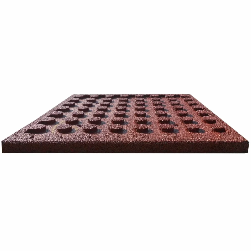 Materiały budowlane - płytki chroniące przed upadkiem, guma, 50 x 50 x 3 cm, czerwone, okucia