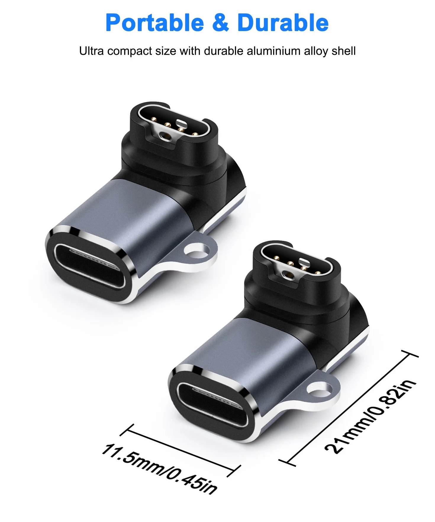 Adapter do ładowania Garmin Fenix 7, 7S, 7X, 6, 6S, 6X, USB-C żeński na męski
