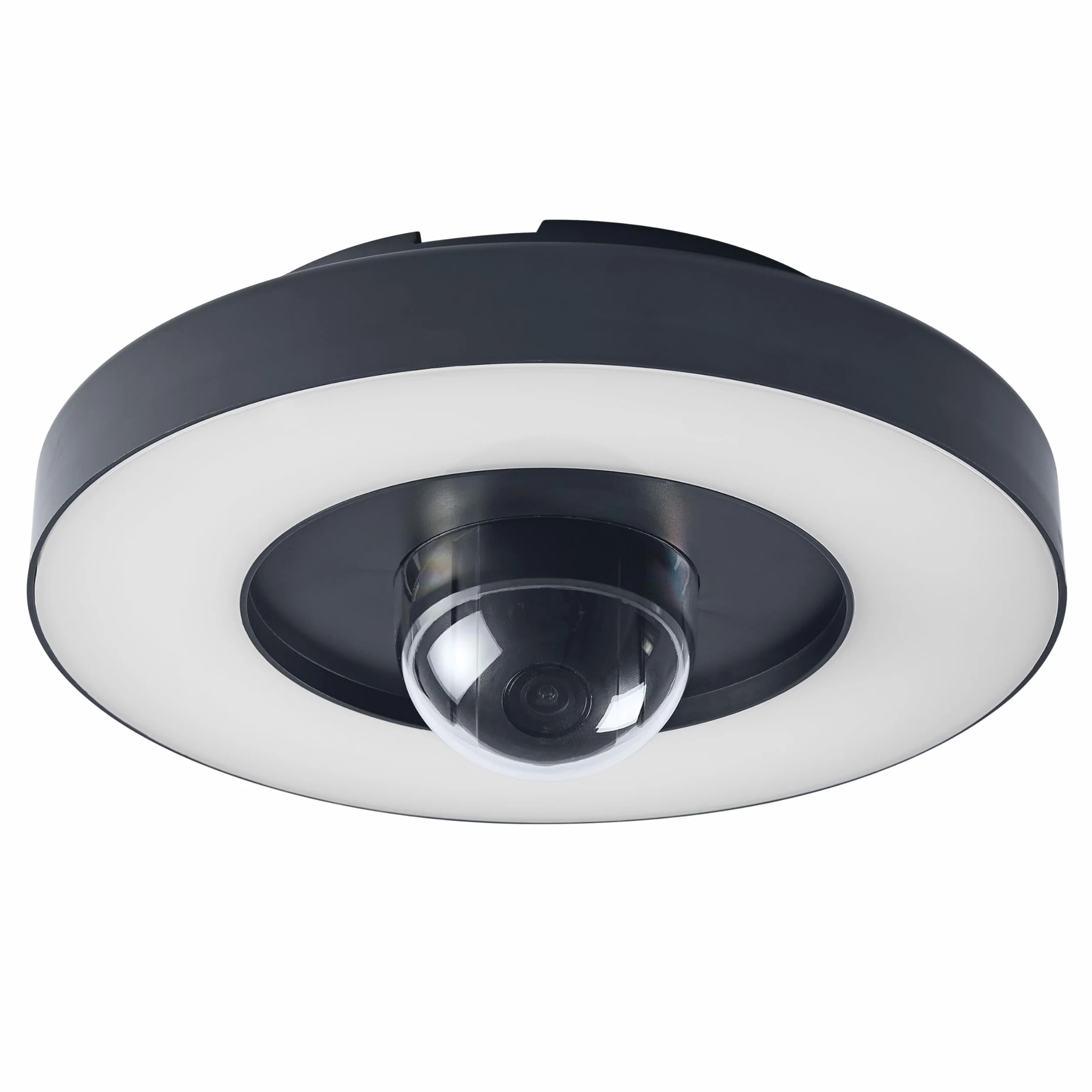OSRAM Zewnętrzna Oprawa ścienna i sufitowa SMART+ + kamera, ciepłobiałe światło LED (3000K), wysokiej jakości obudowa z poliwęglanu w barwęze ciemnoszarym, zintegrowany głośnik, karta pamięci, | SMART+ Wifi Circle Camera, akcesoria do oświetlenia zewnętrz