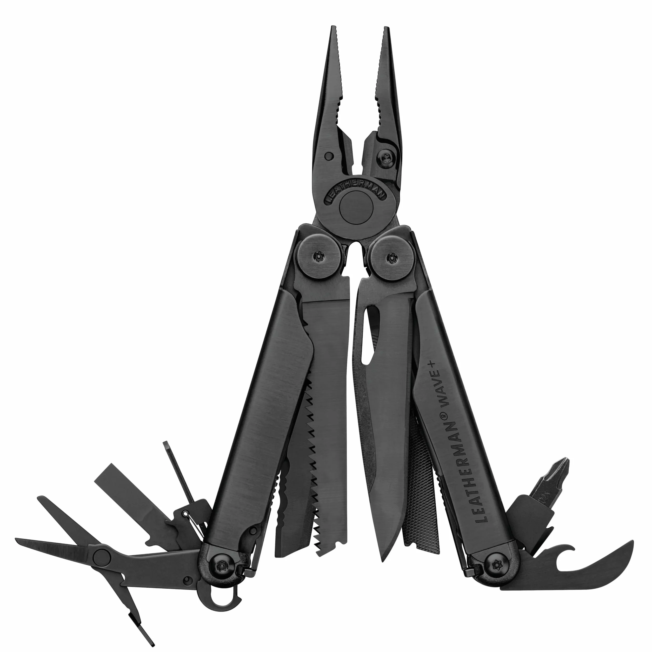 Leatherman Multitool Wave Plus - Narzędzie ze Stali Nierdzewnej 18 w 1 w Wytrzymałej Wersji z Ostrzami, Szczypcami i Obcinakami, Czarny