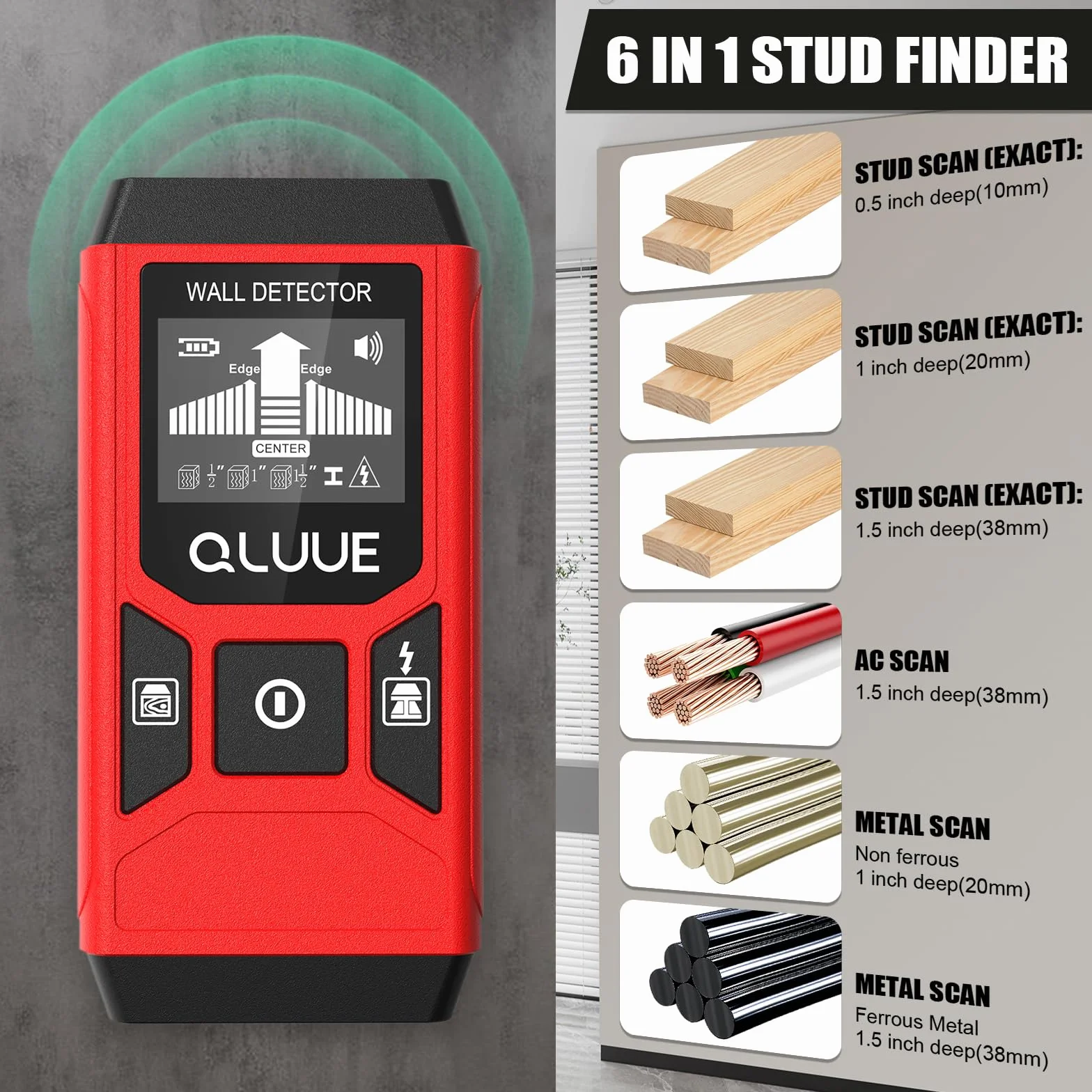 Wall Scanner Stud Finder Wielofunkcyjna wyszukiwarka studów 5 w 1 zalarmem dźwiękowym do lokalizowania linii energetycznych, drewnianych belek, metalowych rur i innych