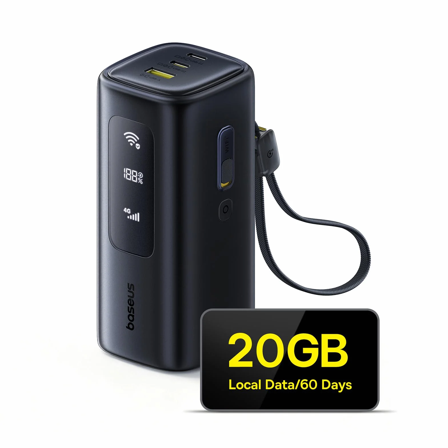 Baseus Mobilny router WLAN, przenośny hotspot, akumulator 20000 mAh 67 W