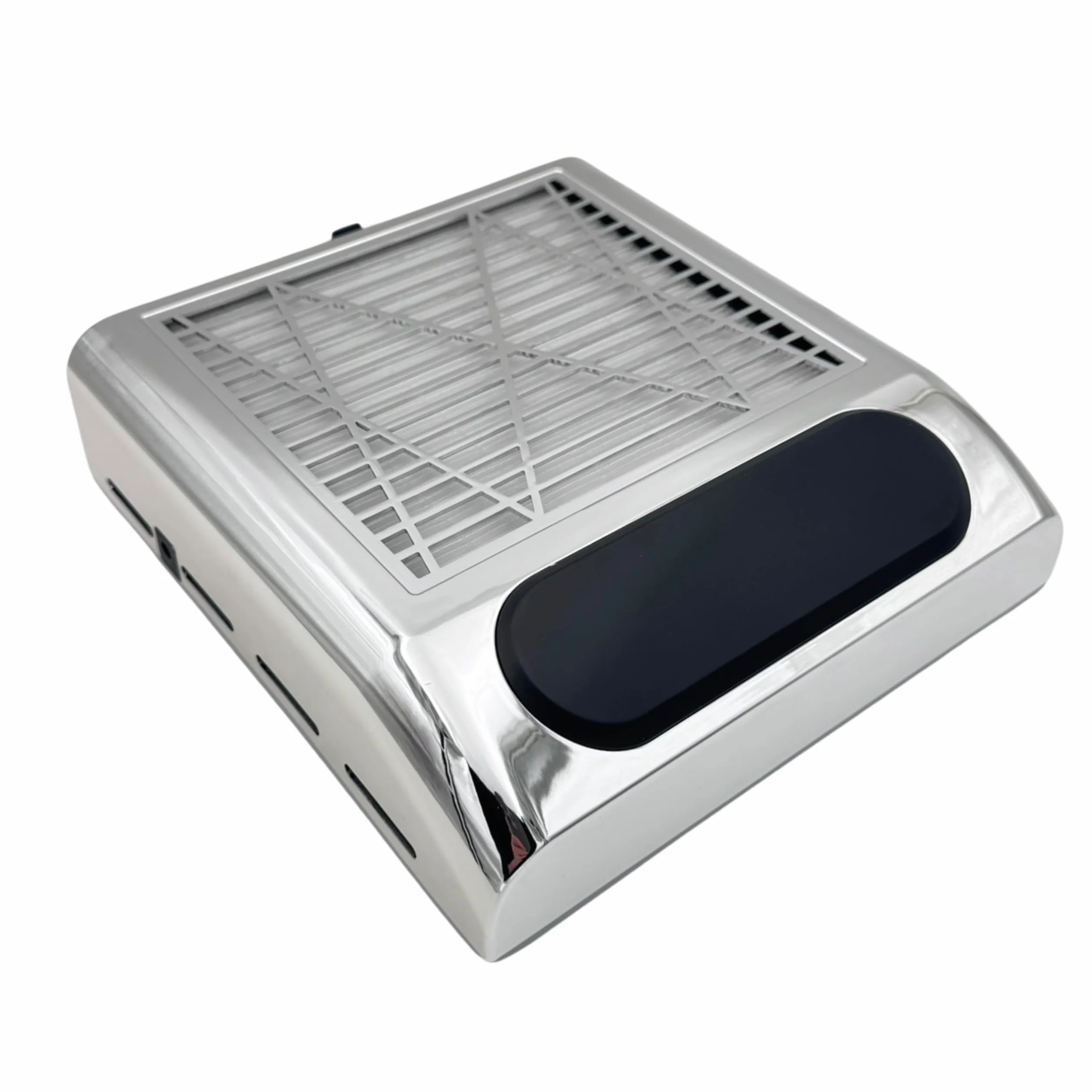 Pochłaniacz Pyłu do Paznokci 80W, Srebrny, Bezworkowy Filtr Kasetowy, Manicure i Salon