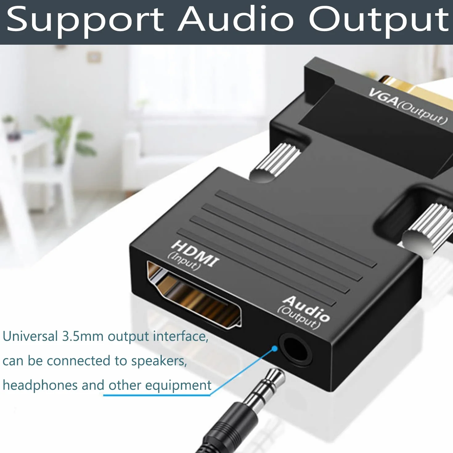 Adapter HDMI na VGA 1080P 60Hz z Kablem Audio 3,5 mm – Konwerter