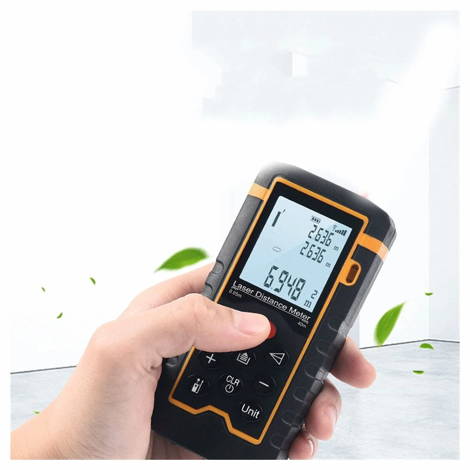 Ręczny linijka elektroniczna, instrument cyfrowy, elektroniczny sposób dalmierza, wysoki czułość laserowa, zakres pomiarowy 0,05~100 (m) odpowiedni do pomiaru odległości wewnątrz i na zewnątrz z wys