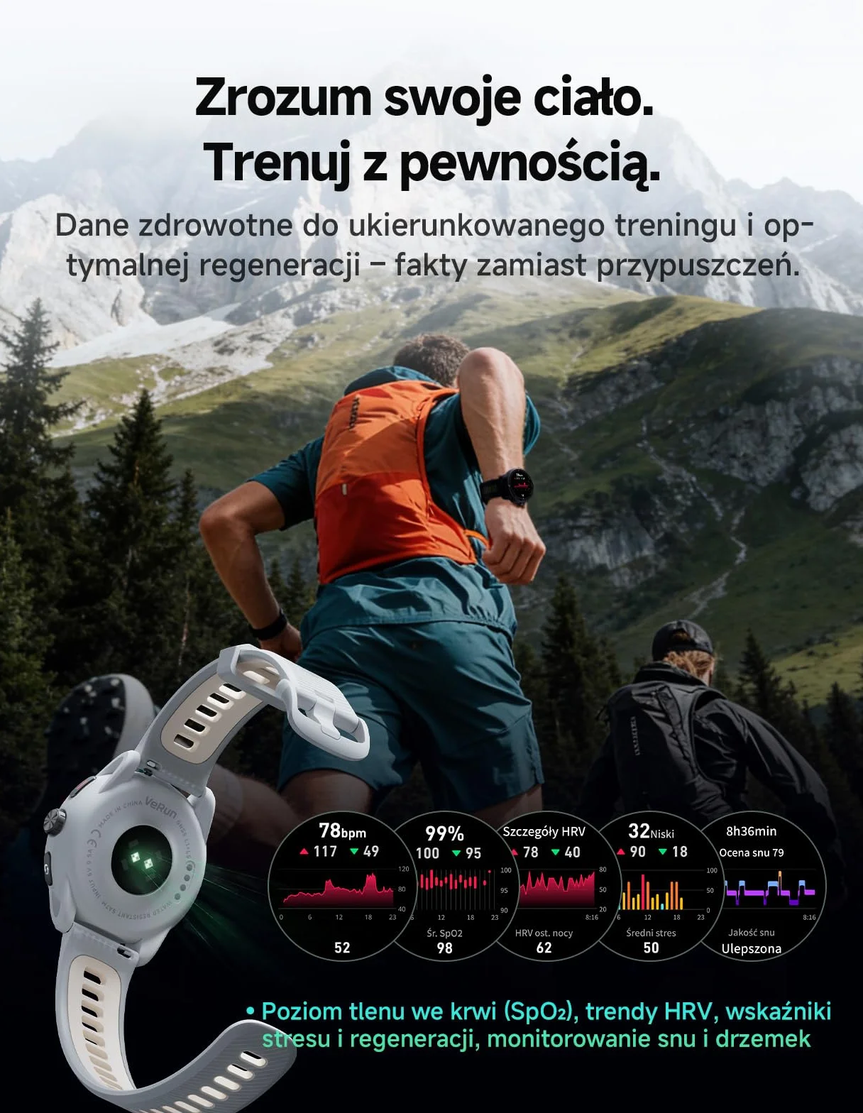 iGPSPORT VeRun Ultralekki Smartwatch AMOLED 1,32" GPS Dwuczęstotliwościowy 14 Dni Baterii Nawigacja Offline Szary