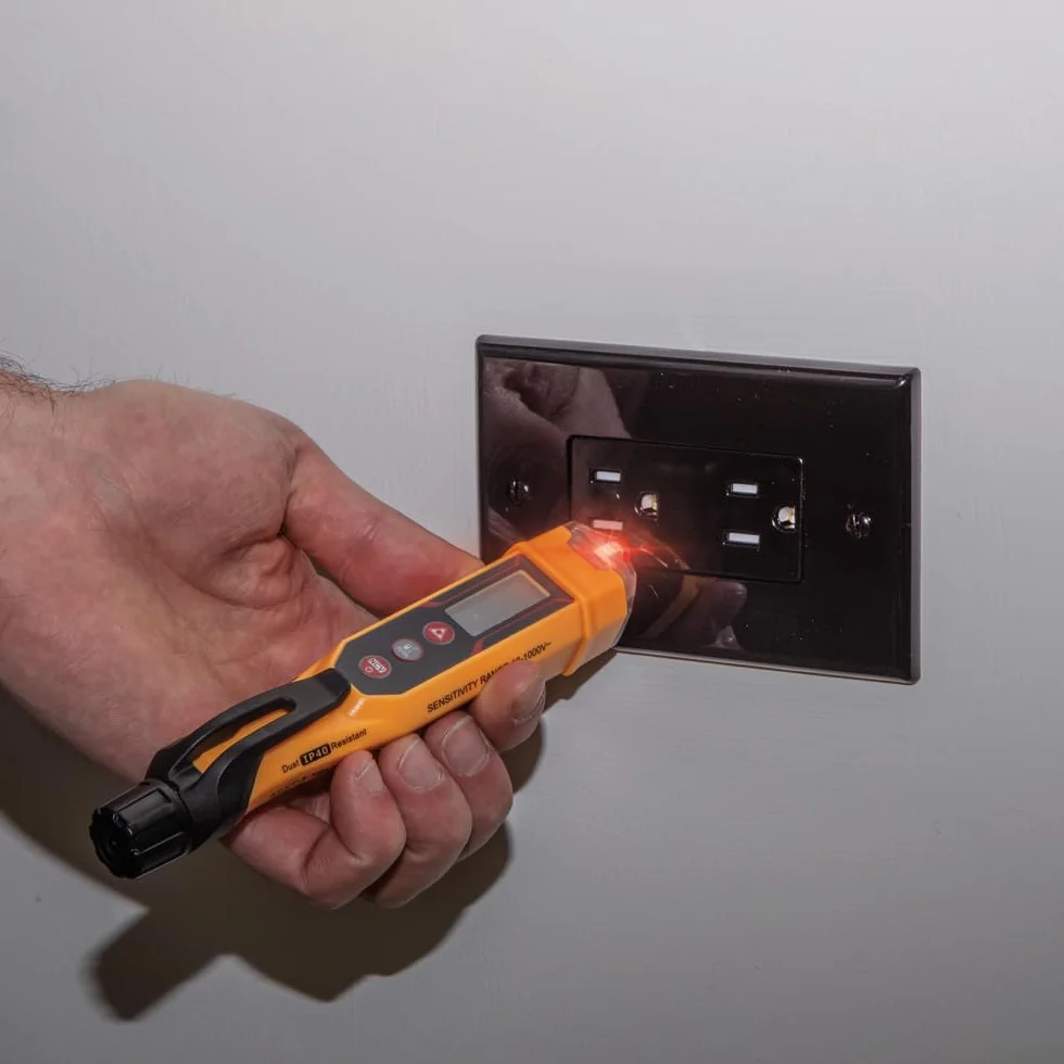 KLEIN TOOLS Bezdotykowy miernik napięcia, 12 do 1000 V AC, z dalmierzem laserowym, żółty, czarny