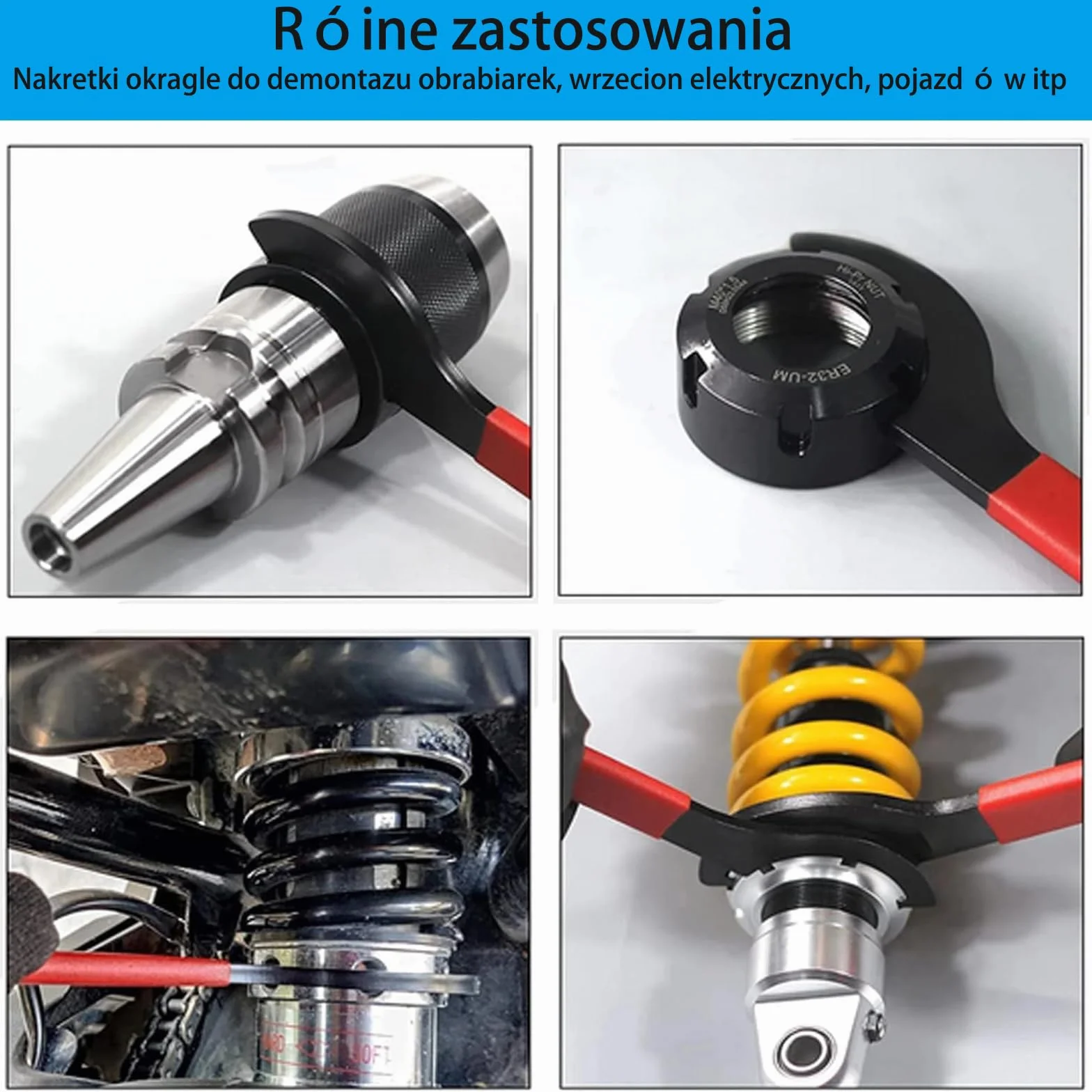 Klucz hakowy półksiężyc – Zestaw 6 kluczy CNC do uchwytów narzędzi – Rozmiary C32, ER40, ER32, ER25, APU16, APU13 – Do regulacji wysokości samochodu, amortyzatorów, łożysk