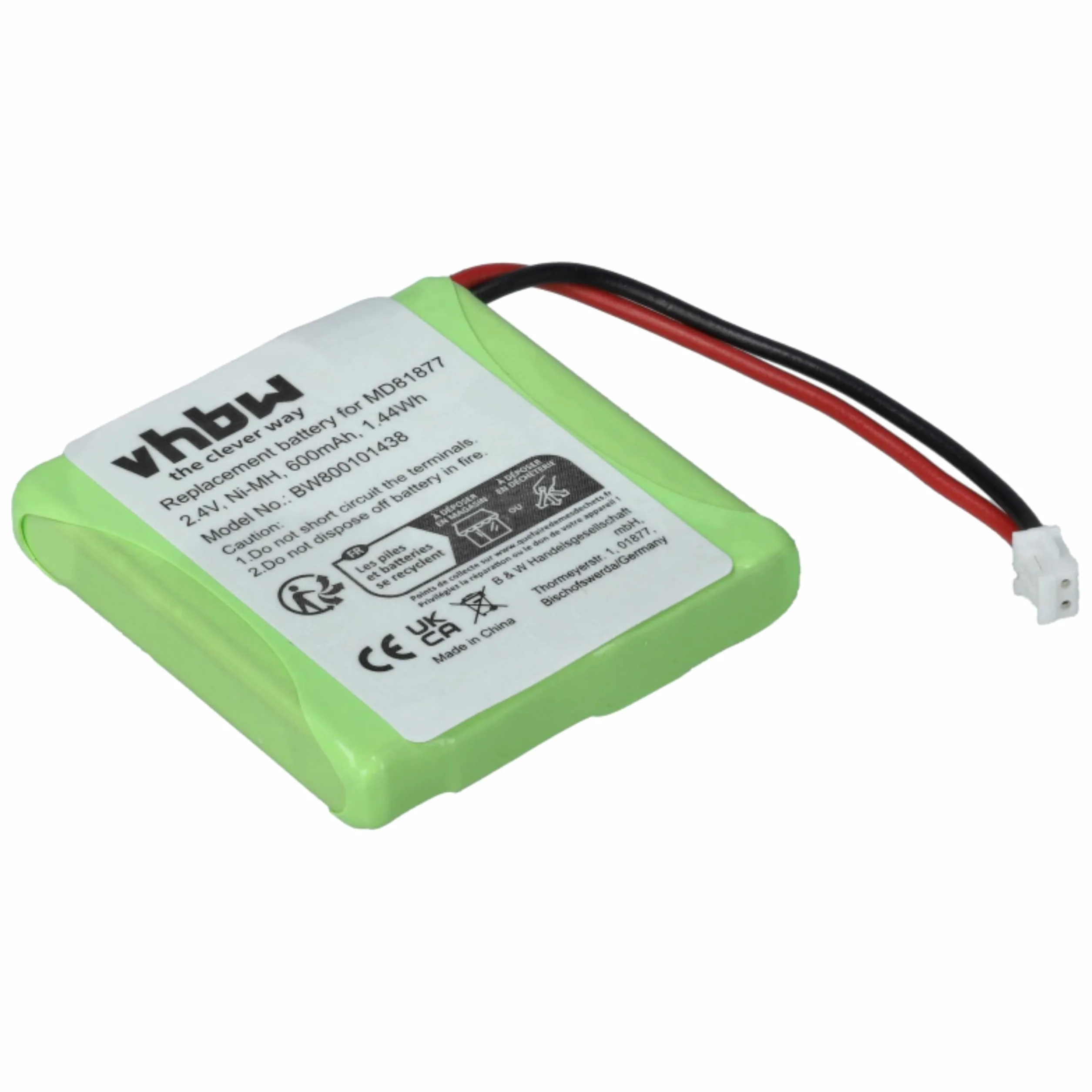 vhbw 2x Bateria kompatybilna z Xenios ICB010 ACB015 ACB010 ICB015 do telefonu stacjonarnego bezprzewodowego 600mAh 2,4V NiMH