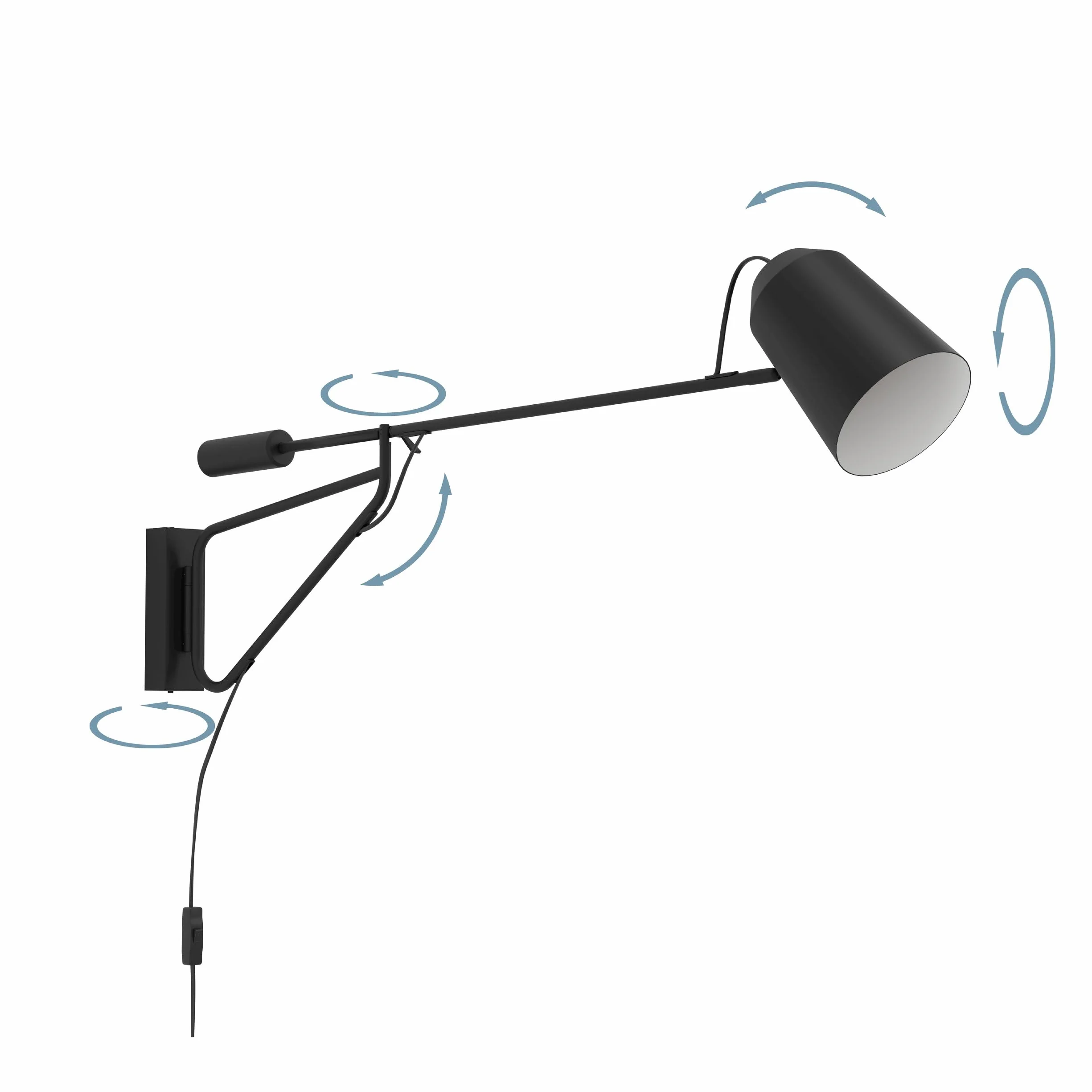EGLO lampa ścienna wewnętrzna Loreto 1, elastyczna lampka z obrotowym ramieniem, oświetlenie do czytania z metalu w kolorze czarnym i białym, lampa do salonu i sypialni, oprawka E27