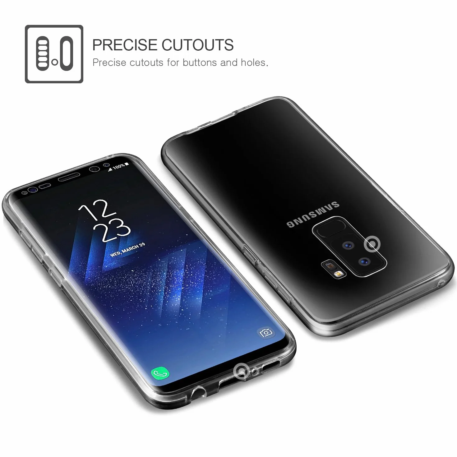 Etui Na Telefon Samsung Galaxy S9 Plus Z Ochroną 360 Stopni Silikonowe Przezroczyste Etui Na Telefon Samsung Galaxy S9 Plus, Przezroczyuste