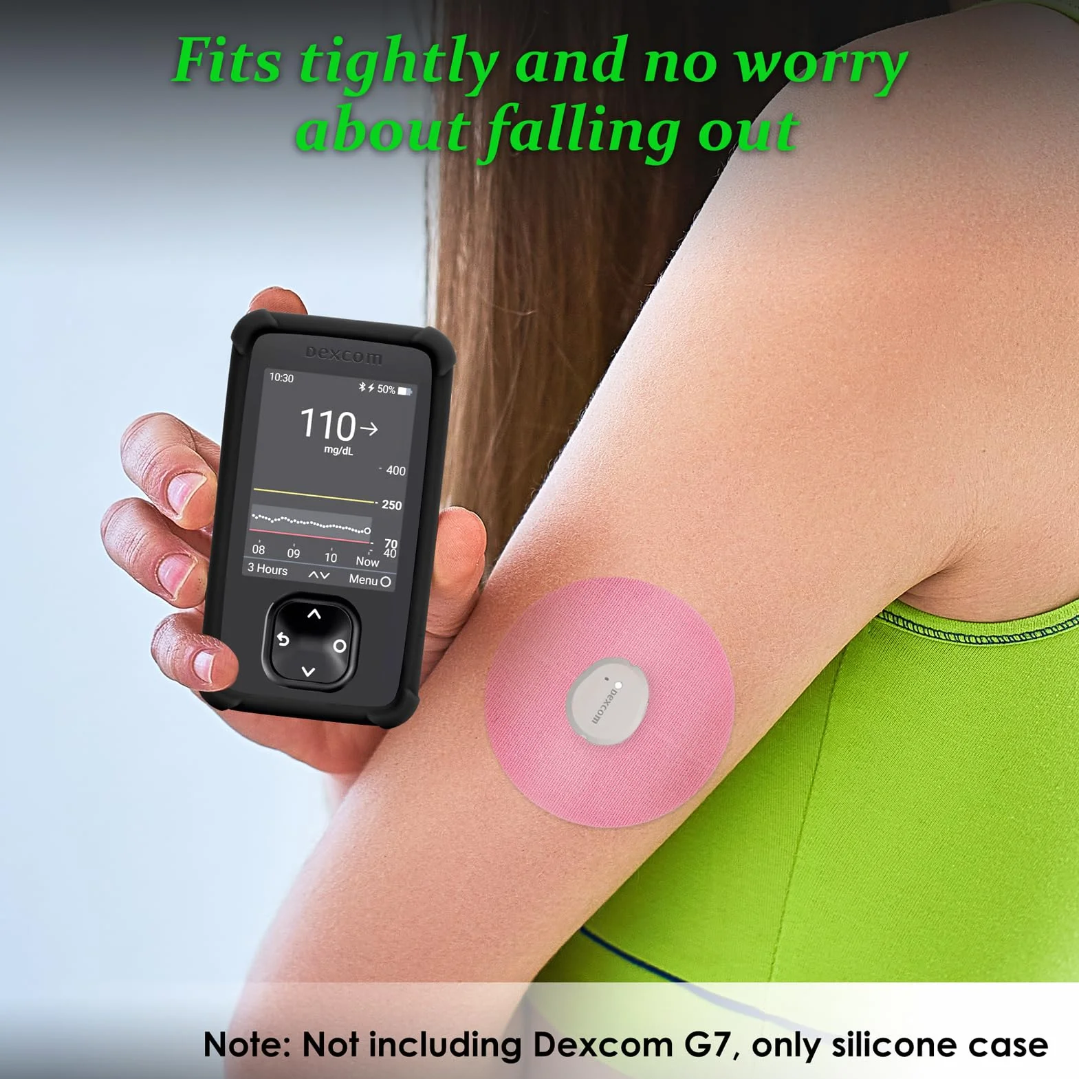 Dexcom Etui na odbiornik G7, silikonowe, odporne na wstrząsy, antypoślizgowe, czarne