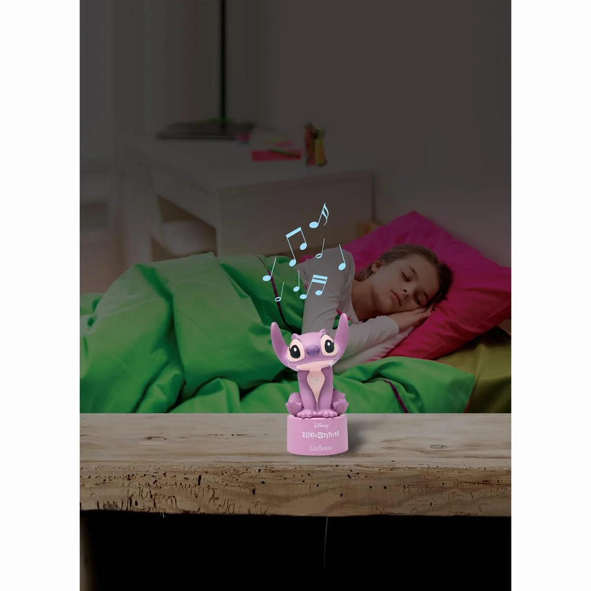 Lexibook, Stitch Angel, Lampka nocna Bluetooth, NS02D1 | Głośnik Bluetooth, lampka nocna LED, różowy
