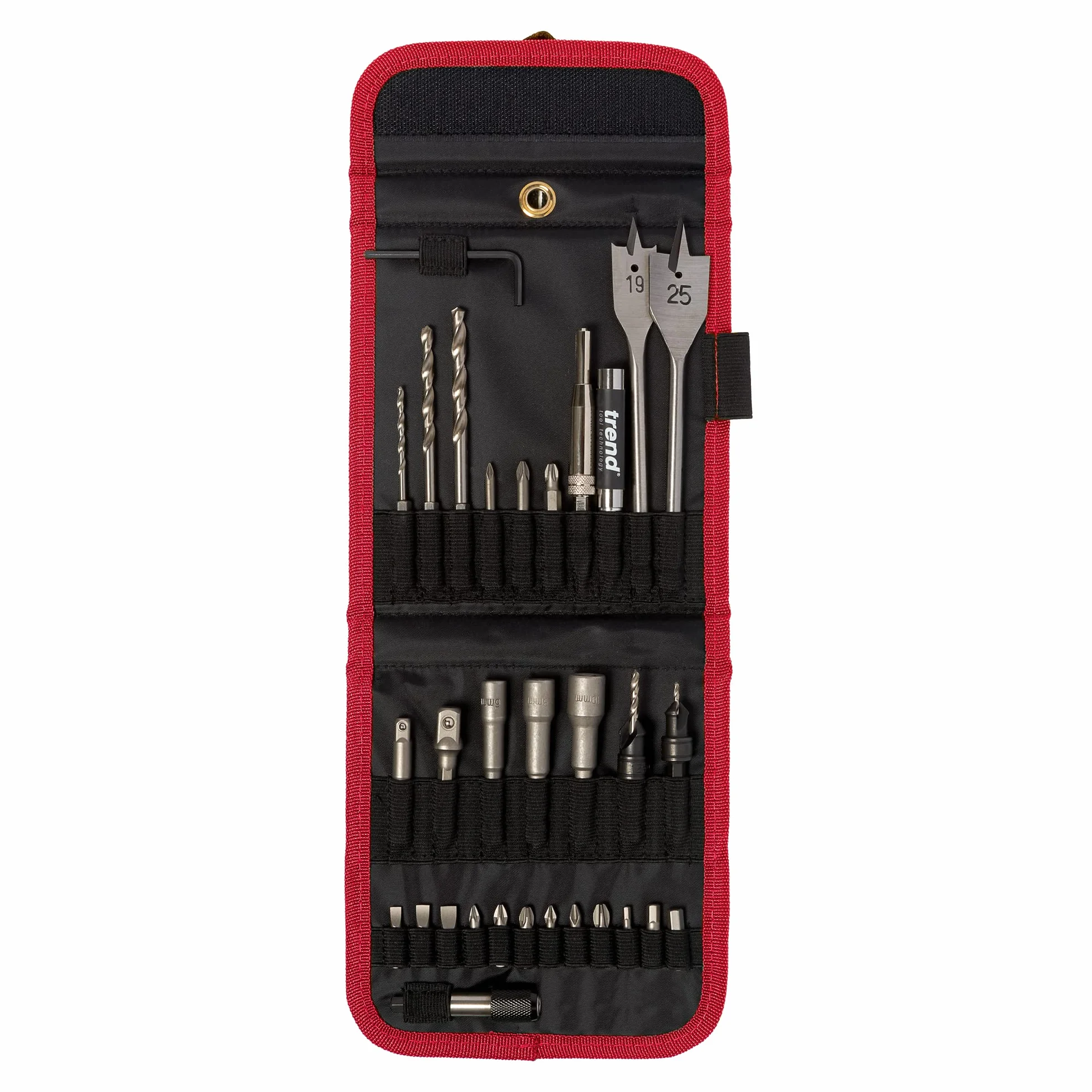 Trend Quick Release 30-częściowy zestaw w uchwycie narzędziowym, zawiera zestaw końcówek do wkrętarek do różnych typów śrub, QR/SET/1