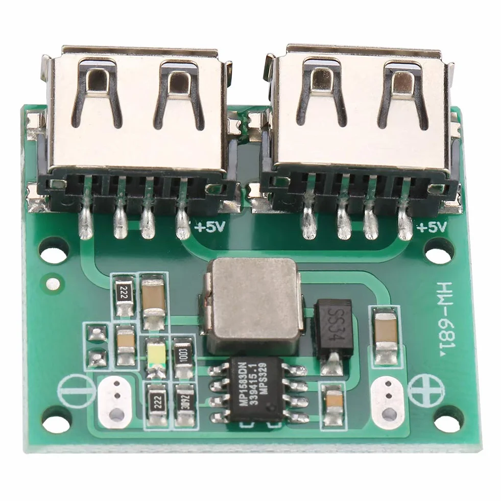 ASHATA Przetwornica z dwoma wyjściami USB, 9 V/12 V/24 V do 5 V 3 A DC-DC Step Down moduł ładowania moduł ładowania zasilacz regulator napięcia wolt transformator płyta