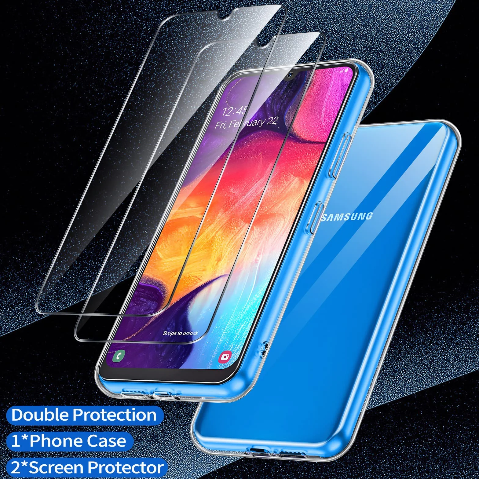 Phoona Etui Samsung Galaxy A50 Szkło Hartowane TPU Odporne na Wstrząsy